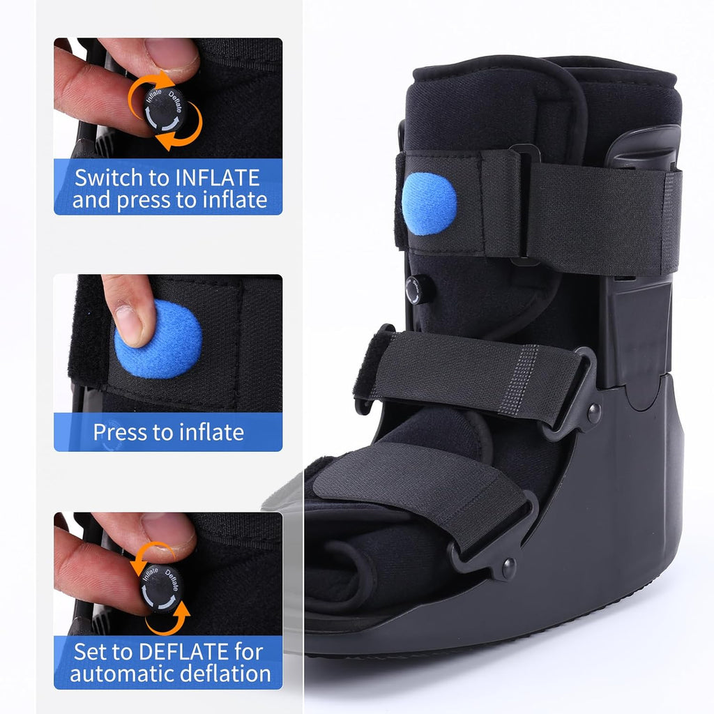 Inflatable Walking Boot Air CAM Walker Fracture Boot Orthopedic Brace Black

