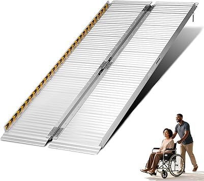 Portable Wheelchair Ramp Non-Slip Aluminum Folding Handicap Entry Ramp, 600 lb