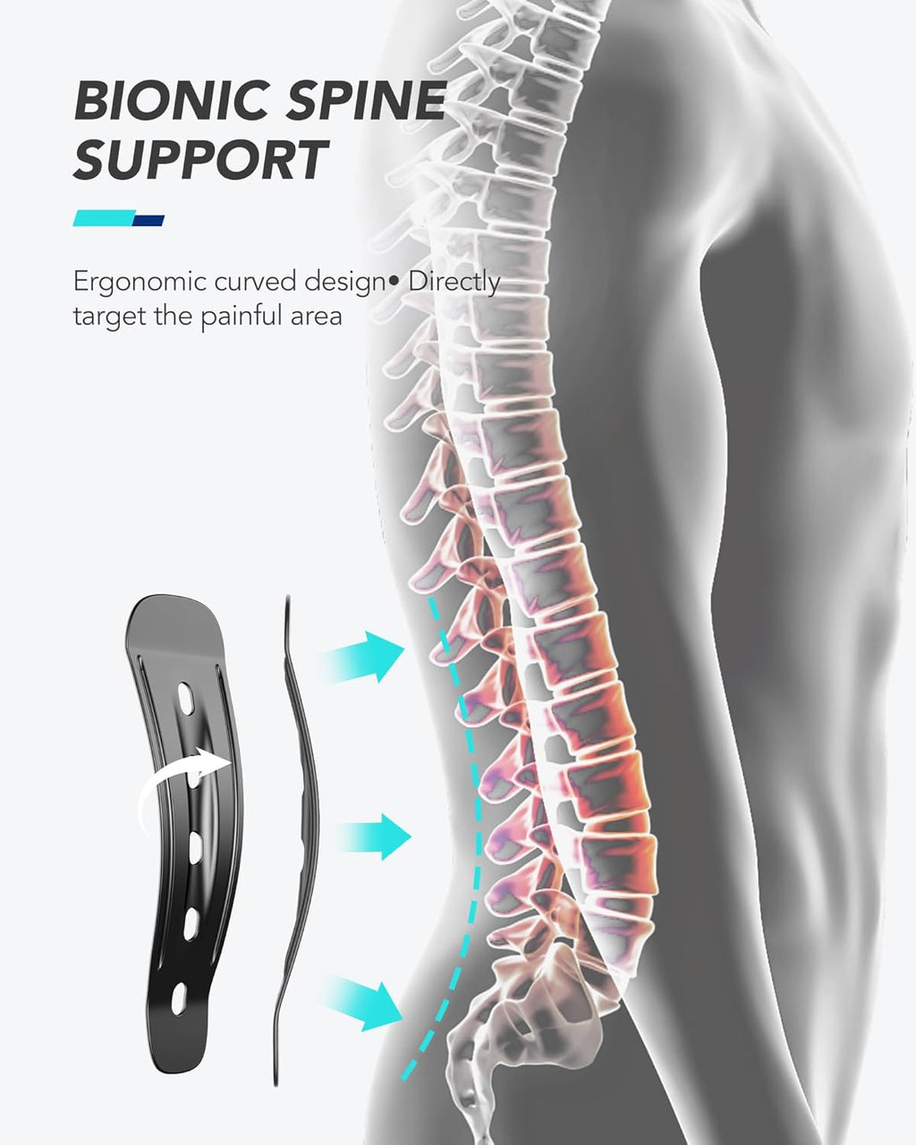 Fitomo Carbon Fiber Back Brace for Lower Back Pain Relief, Breathable Air Mesh Support

