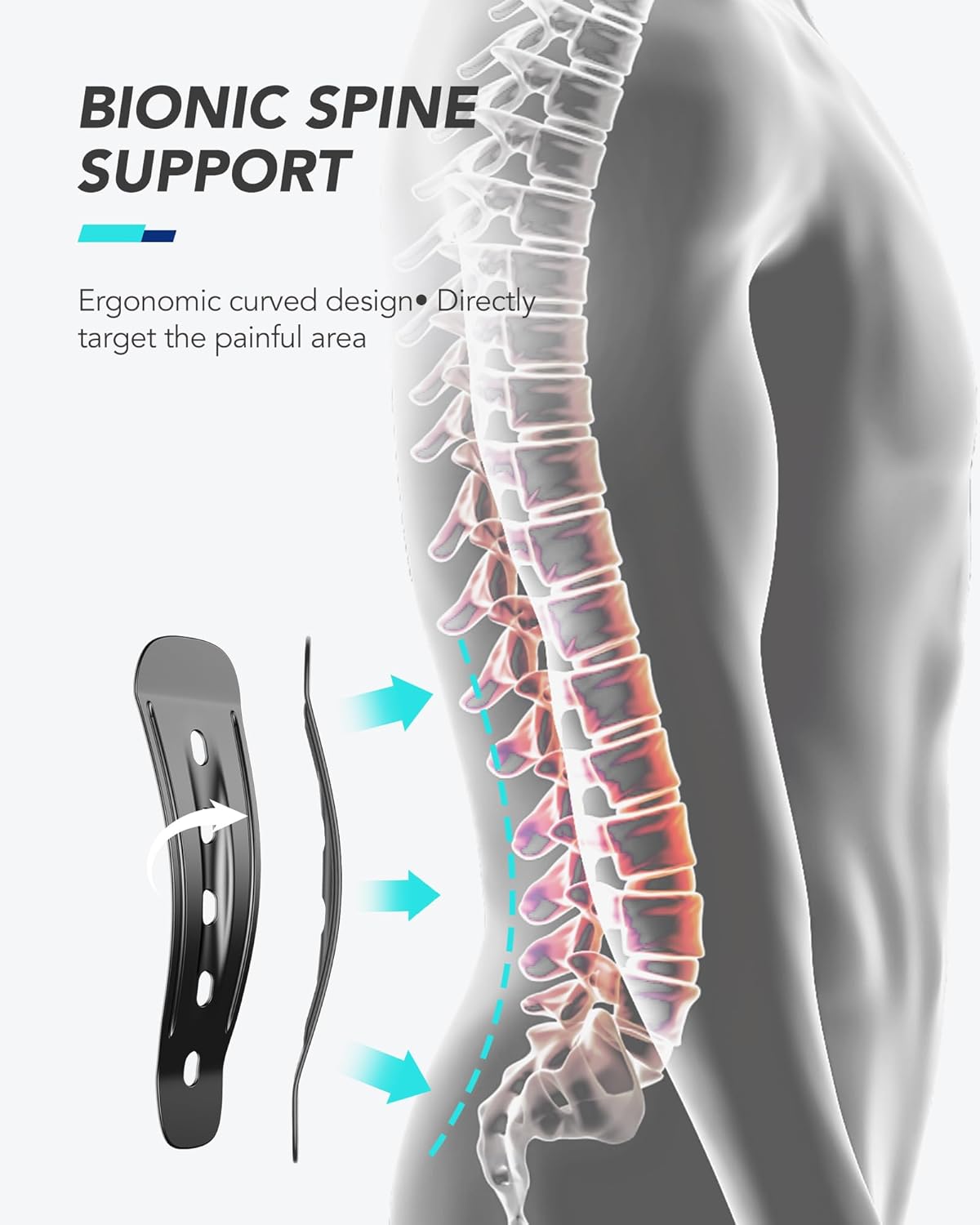 Fitomo Carbon Fiber Back Brace for Lower Back Pain Relief, Breathable Air Mesh Support

