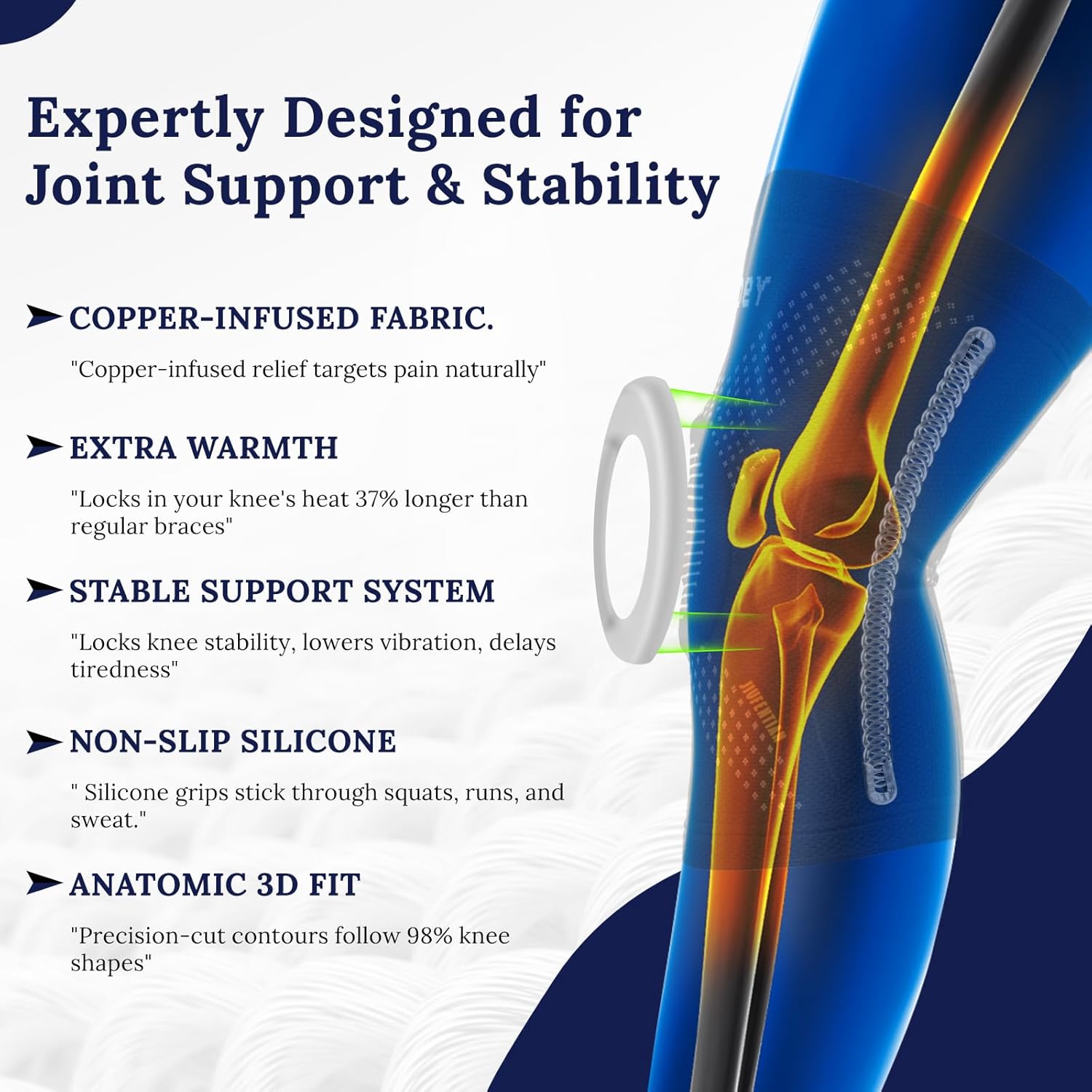 JIUFENTIAN Knee Braces for Arthritis Pain, Patella Gel Pad Compression Sleeves

