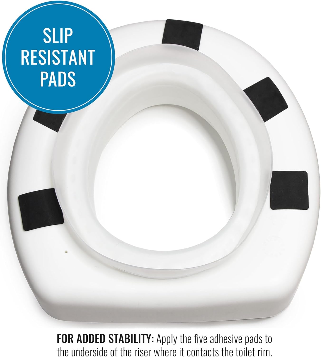 HealthSmart Raised Toilet Seat Riser, 5 in Padded Toilet Seat Elevation

