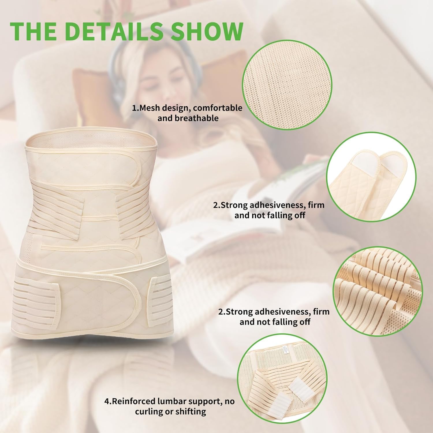 Postpartum Belly Band Wrap 2-in-1 C-Section Support Belt Pelvic Binder


