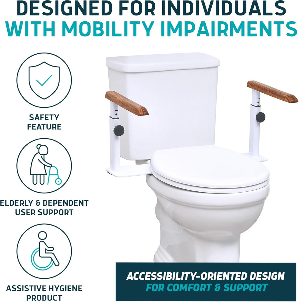 Lunderg Toilet Safety Rails for Seniors, Adjustable Grab Bars, Toilet Seat Handles

