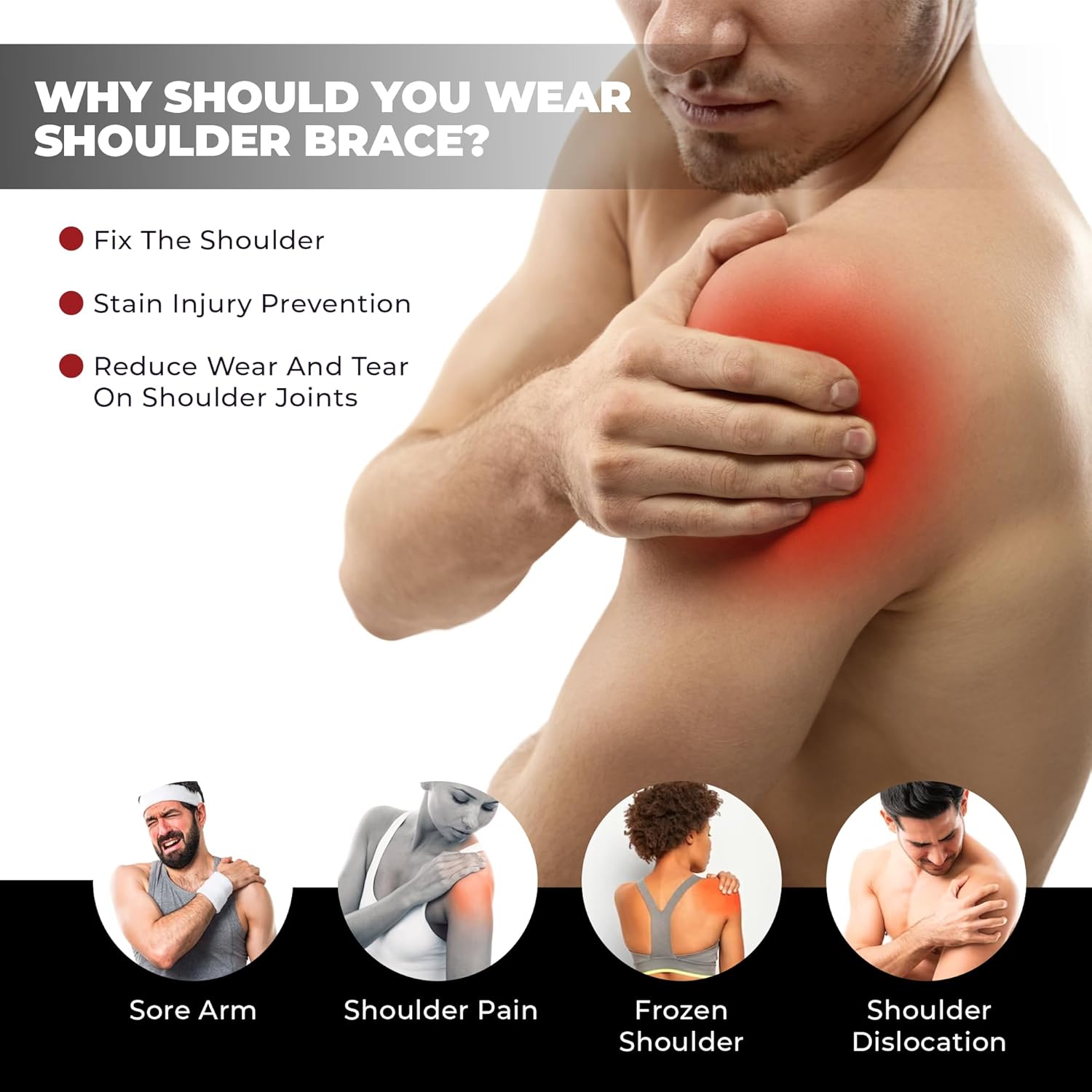 Astorn Adjustable Rotator Cuff Shoulder Brace with Ice Pack Pocket, Neoprene

