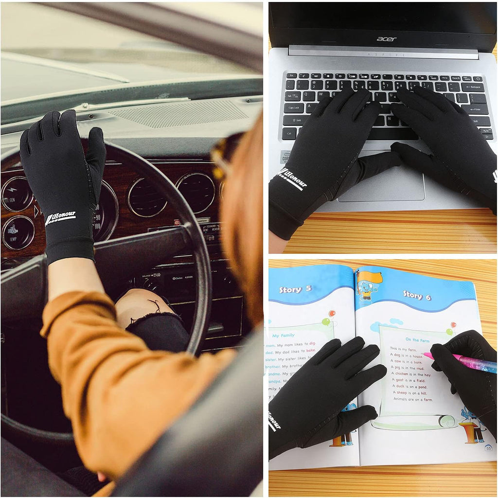 Copper Full Finger Compression Gloves for Arthritis Pain Relief, Touchscreen

