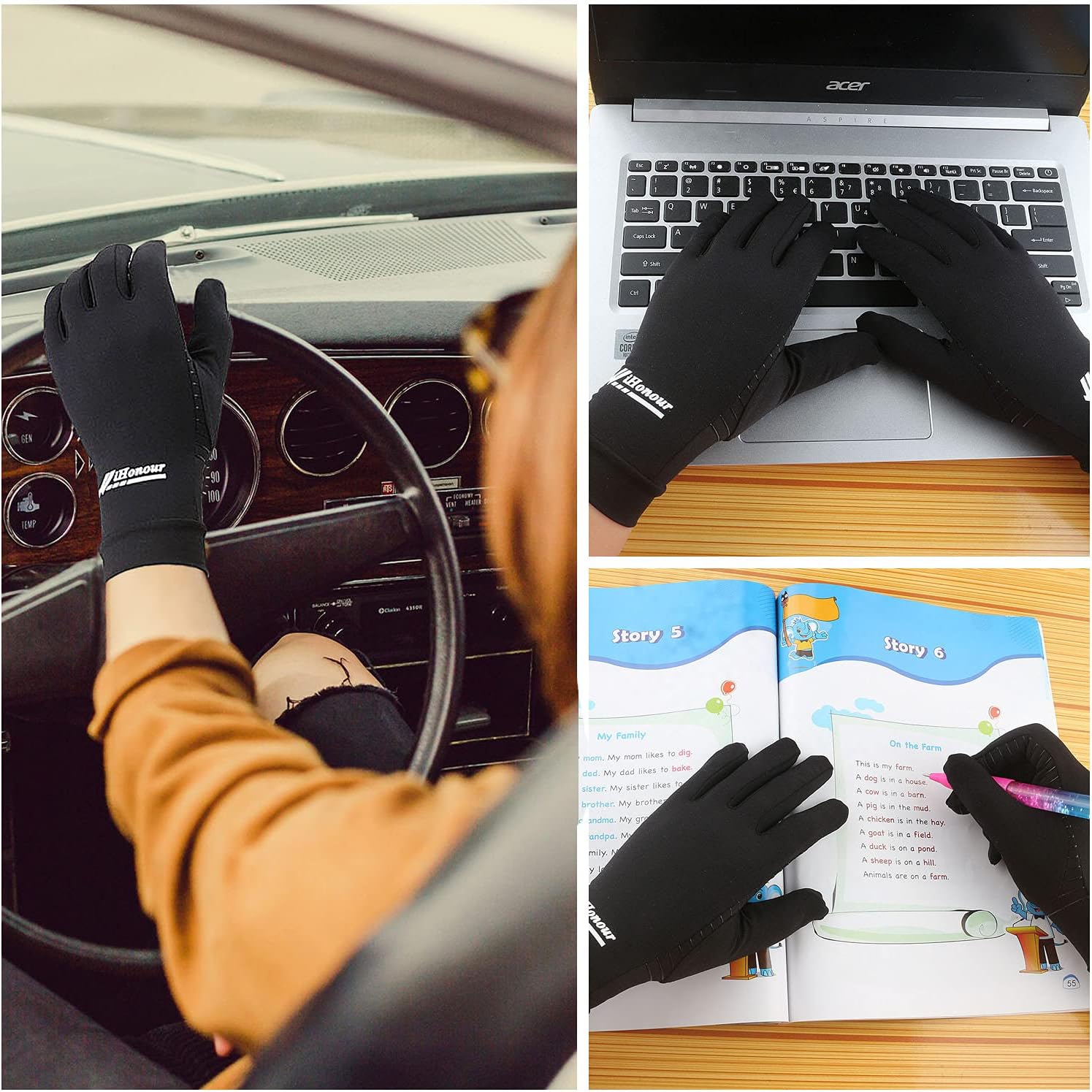 Copper Full Finger Compression Gloves for Arthritis Pain Relief, Touchscreen

