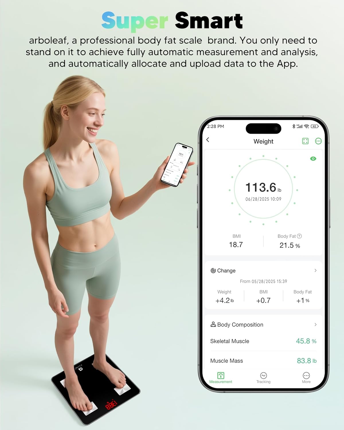 Arboleaf Smart Scale with Bluetooth Body Composition Analyzer, 14 Metrics, BMI


