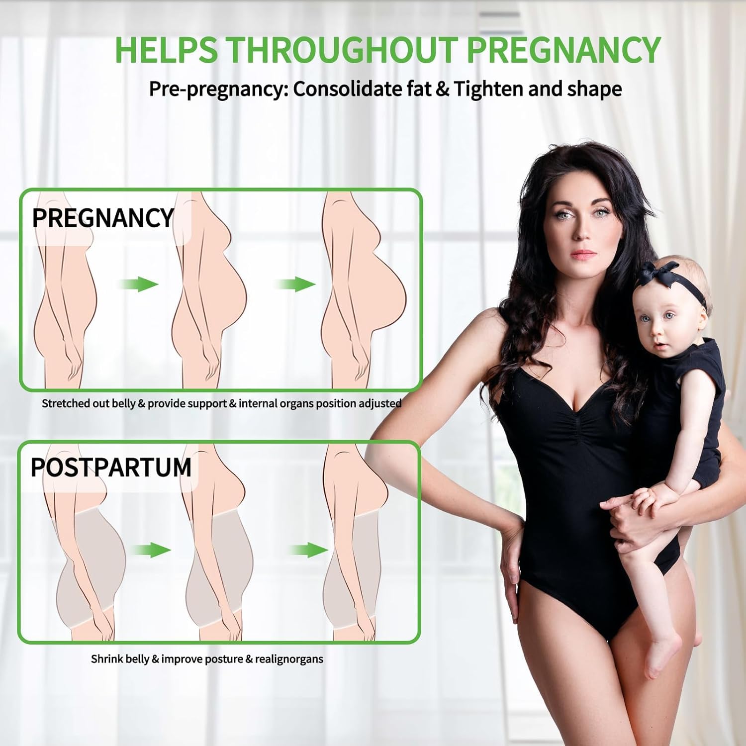 Postpartum Belly Band Wrap 2-in-1 C-Section Support Belt Pelvic Binder

