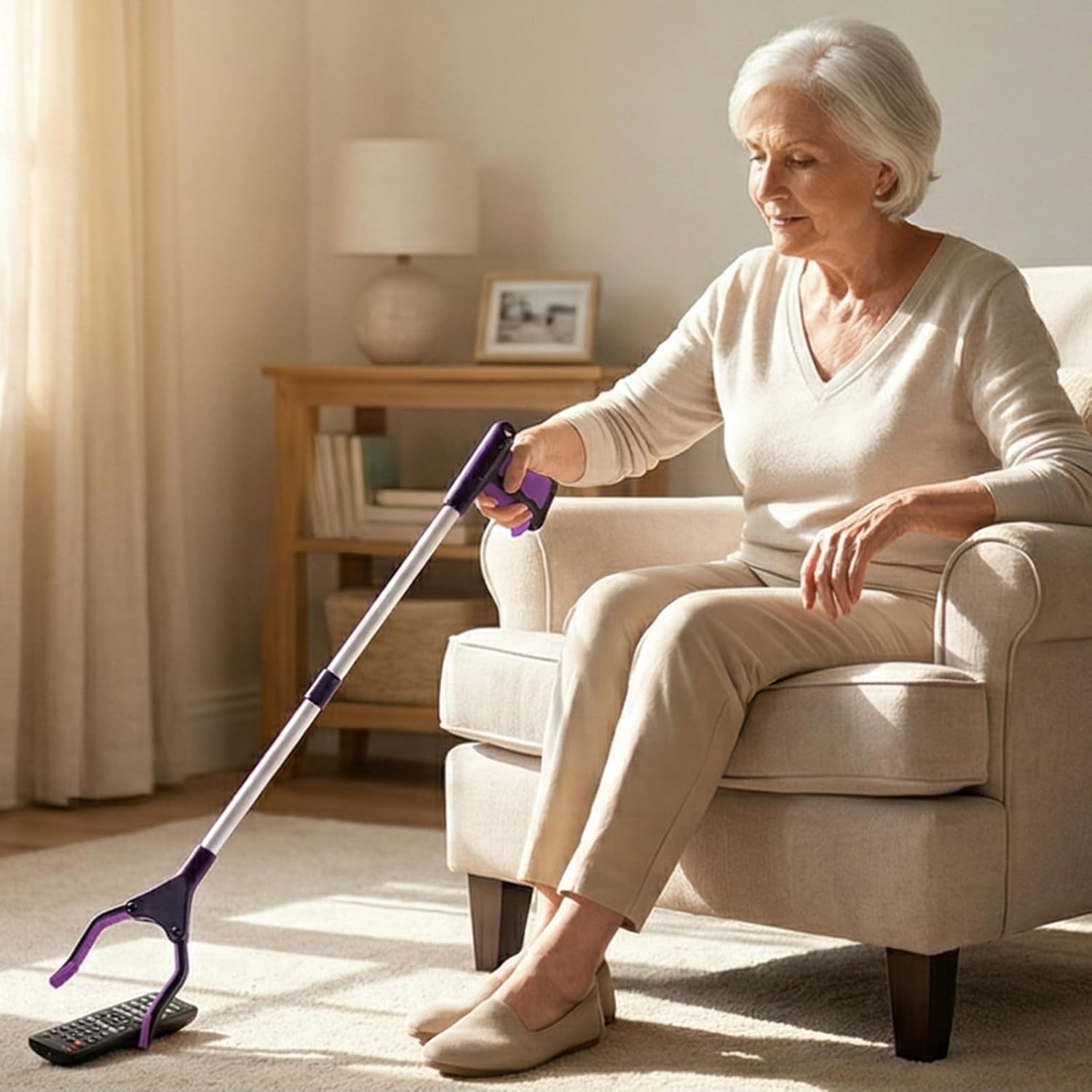 TOPZEA Foldable Reacher Grabber Tool for Elderly Mobility Assist, 360° Jaw

