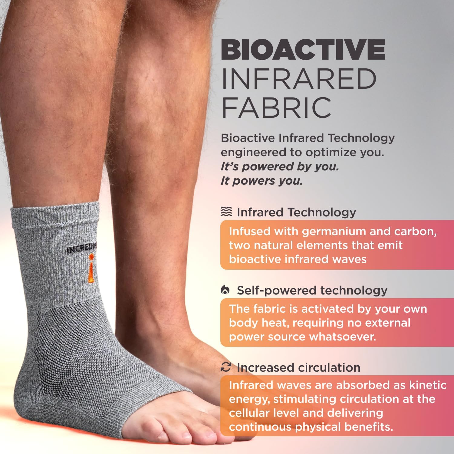 Incrediwear Ankle Sleeve with Infrared Therapy for Compression Support and Recovery

