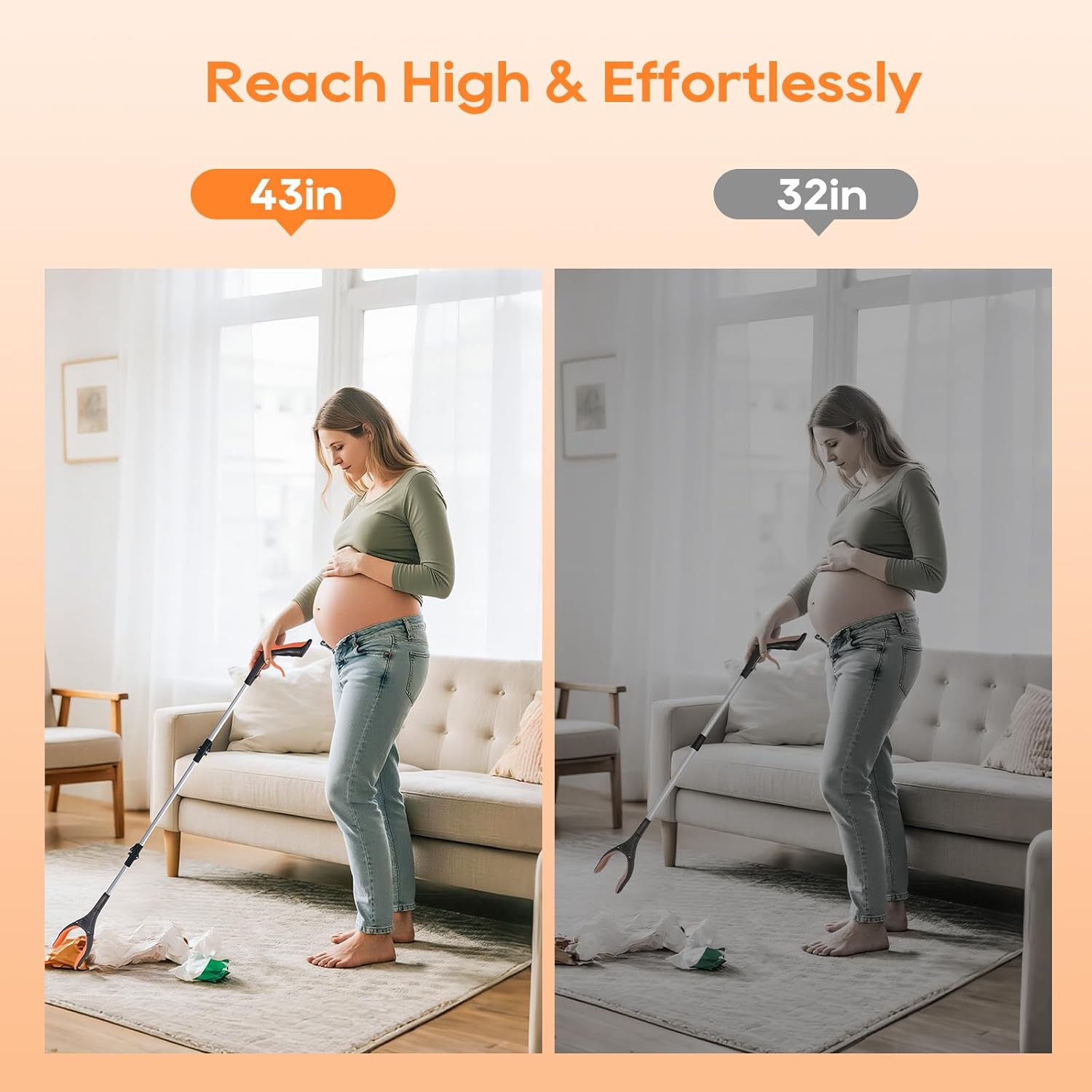 Heavy Duty Foldable Grabber Reacher Tool with 360° Rotating Jaw and Magnetic Tip

