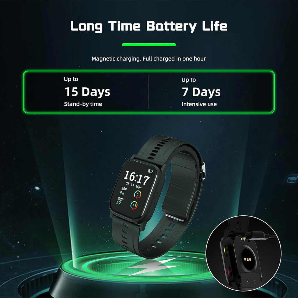 Blood Pressure Monitor Smart Watch with FDA 510(k) Clearance, Heart Rate & SpO2

