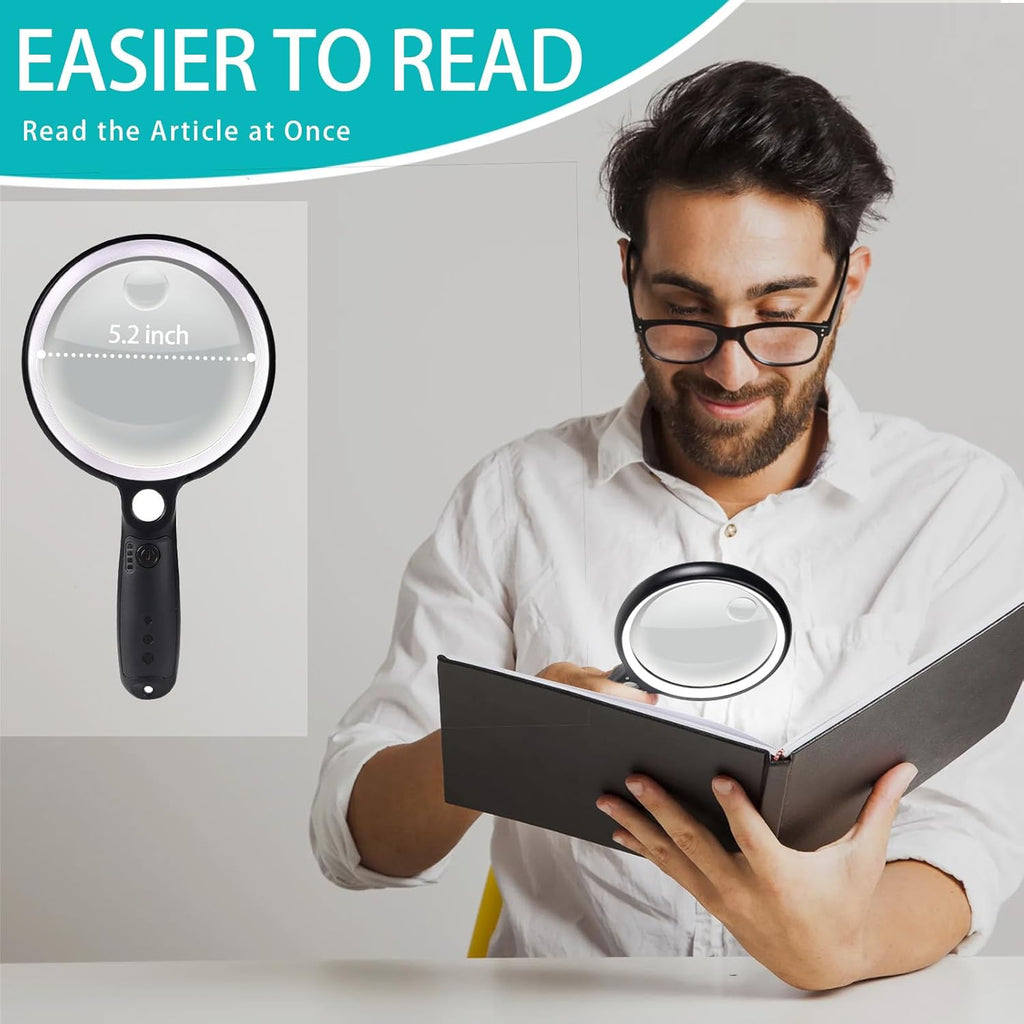 Handheld Illuminated Magnifying Glass 37 LED 10X 20X 45X Rechargeable USB

