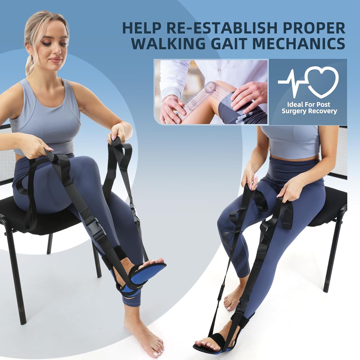 Knee Replacement Recovery Aids Kit for Physical Therapy: Knee Stretcher and Exerciser


