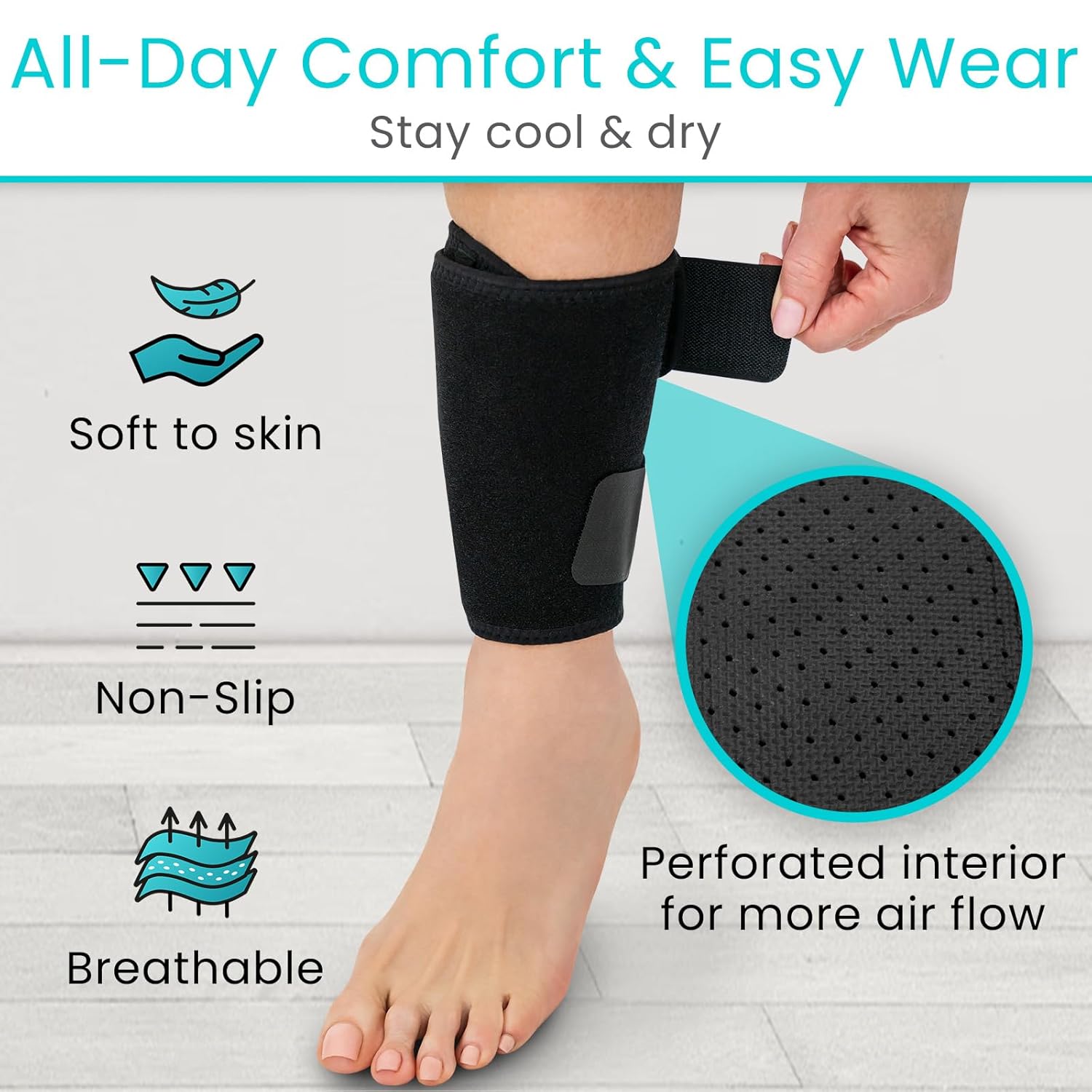 Vive Shin Splint Compression Wrap - Adjustable Brace for Lower Leg Support

