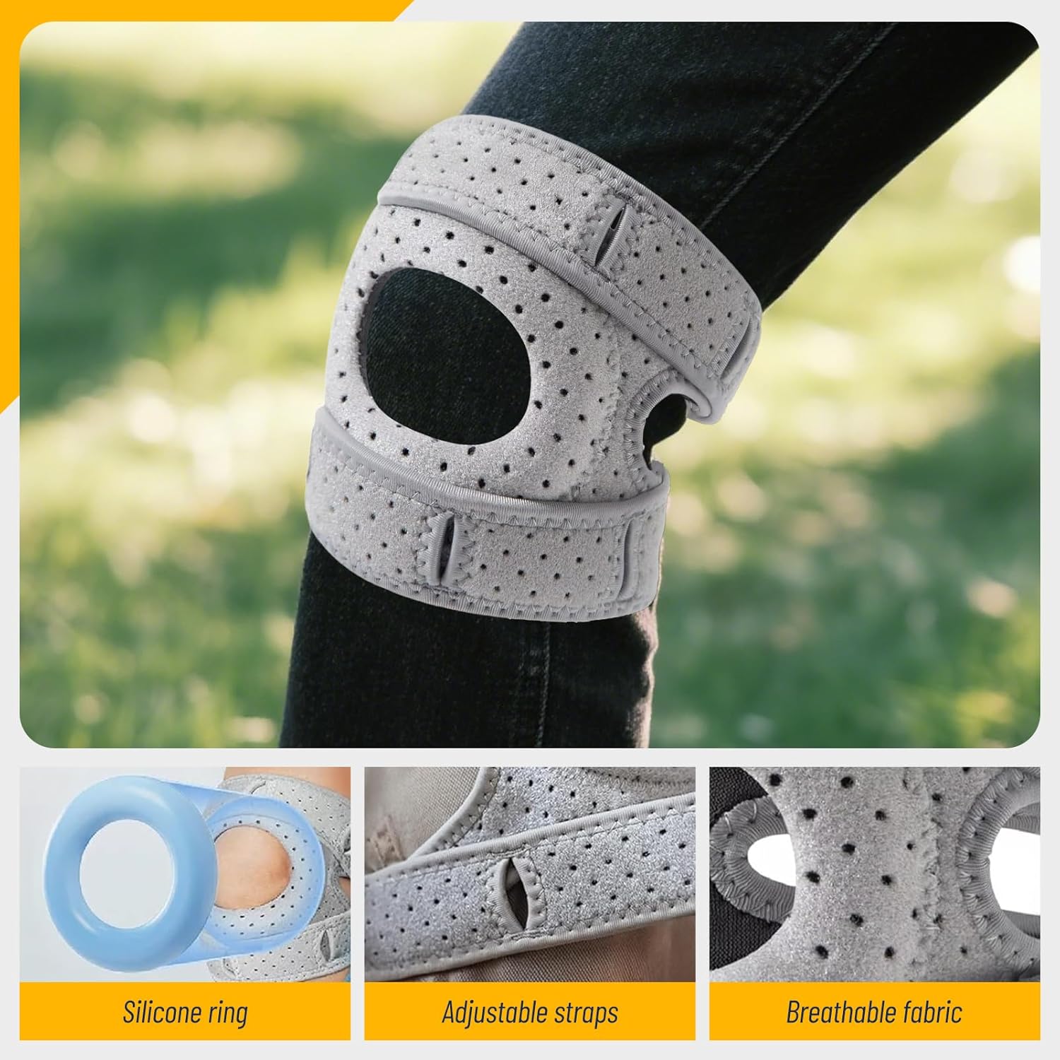 Knee Brace for Men and Women Adjustable Support Patella Gel Pad Side Stabilizers

