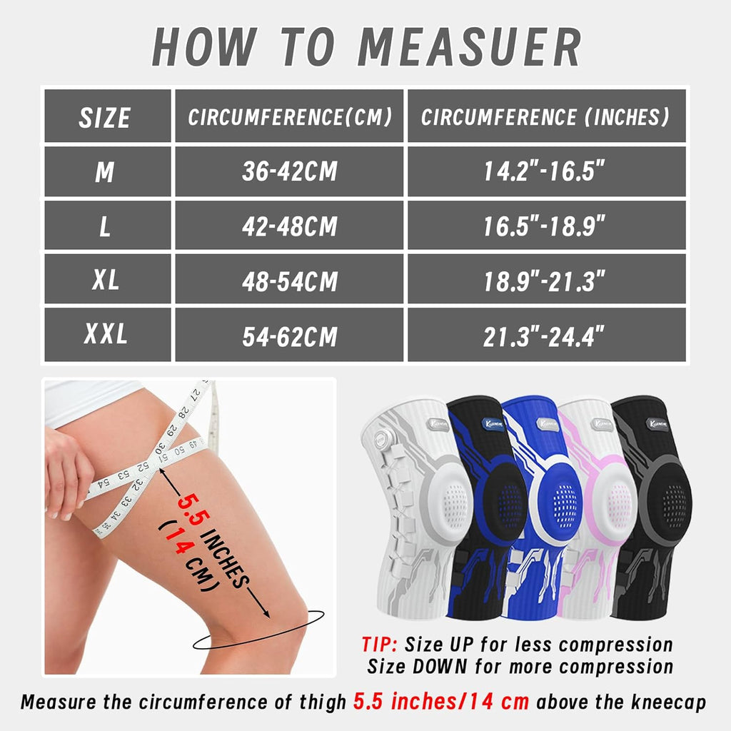 Kuangmi Adjustable Dial Knee Brace with Patella Gel Pad and Side Stabilizers

