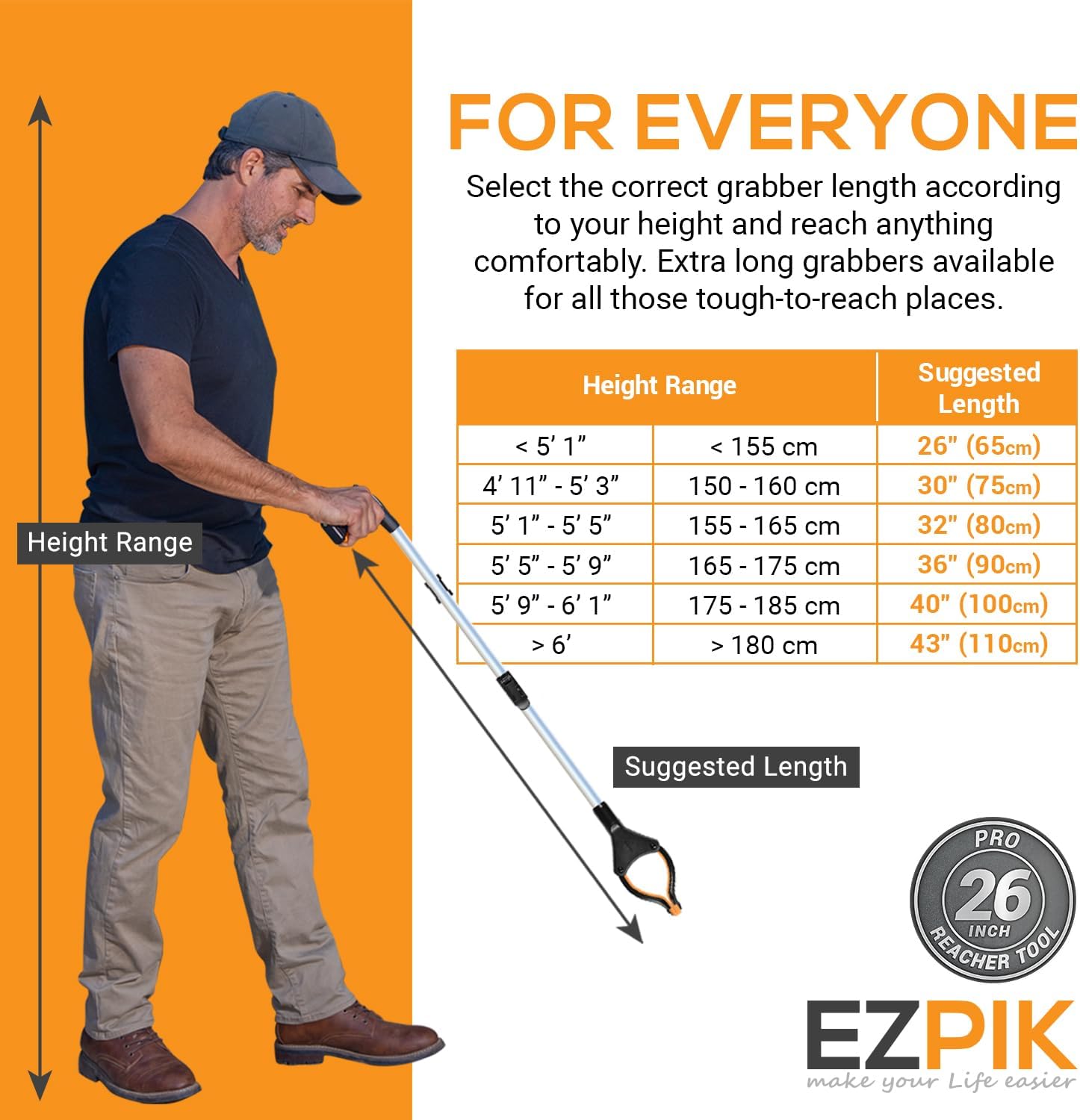 EZPIK Pro Foldable Grabber Reacher Tool for Seniors, Pickup Trash Picker

