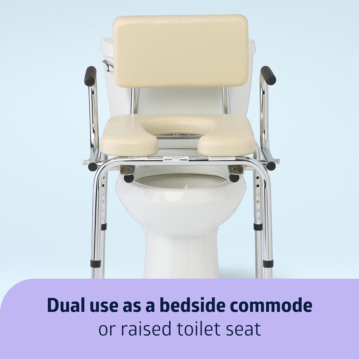 Medline Drop Arm Commode Chair with Padded Seat and Backrest, Removable Pail

