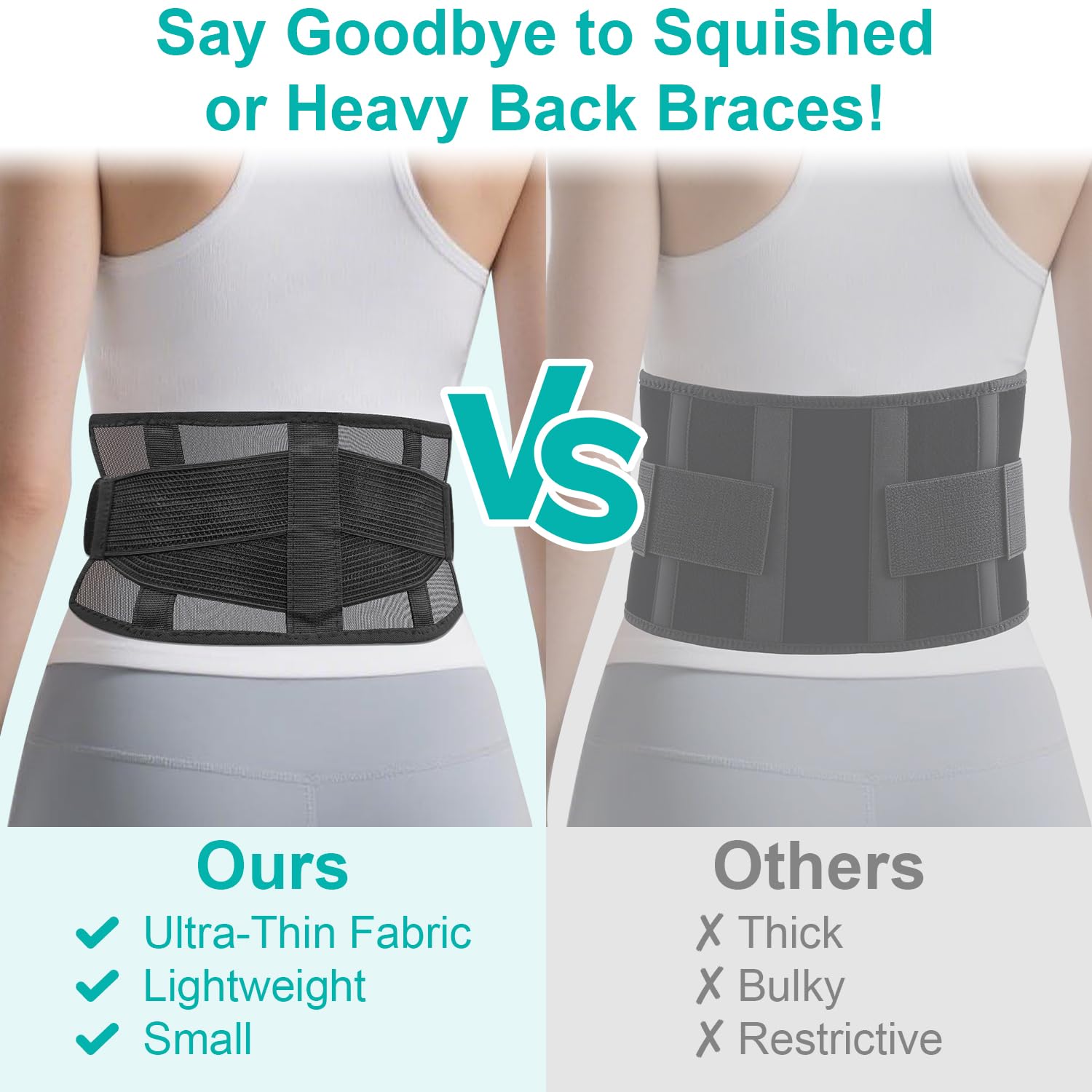 Ultra-Thin Breathable Back Brace Belt for Lower Back Pain, Sciatica, Support

