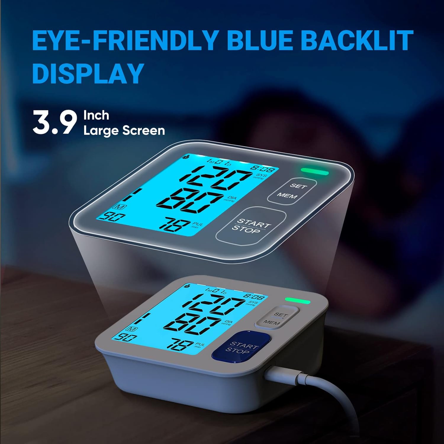 ALPHAGOMED Automatic Upper Arm Blood Pressure Monitor with Backlit LCD, USB

