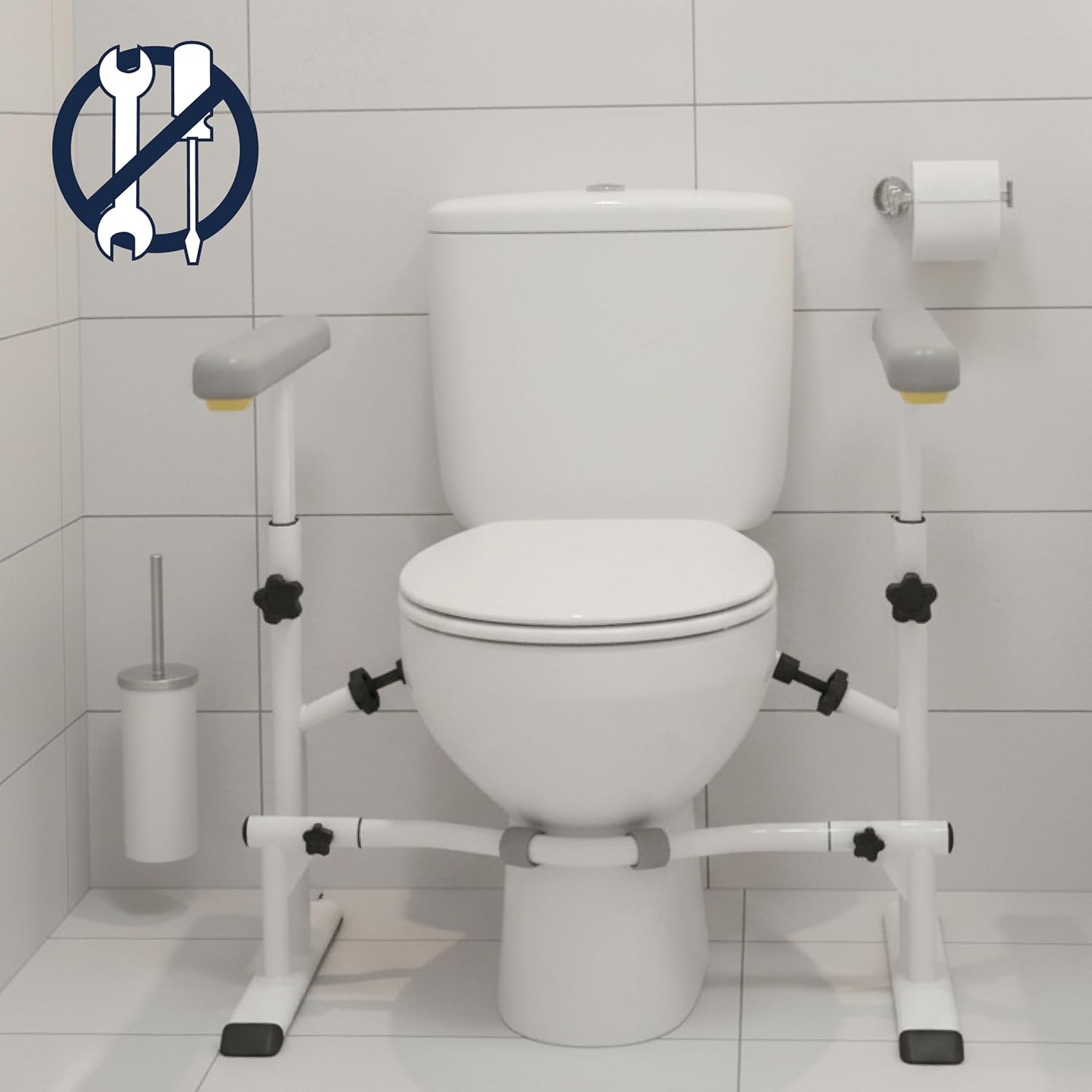 KMINA Toilet Safety Rails for Seniors, Adjustable Grab Bars with Handles


