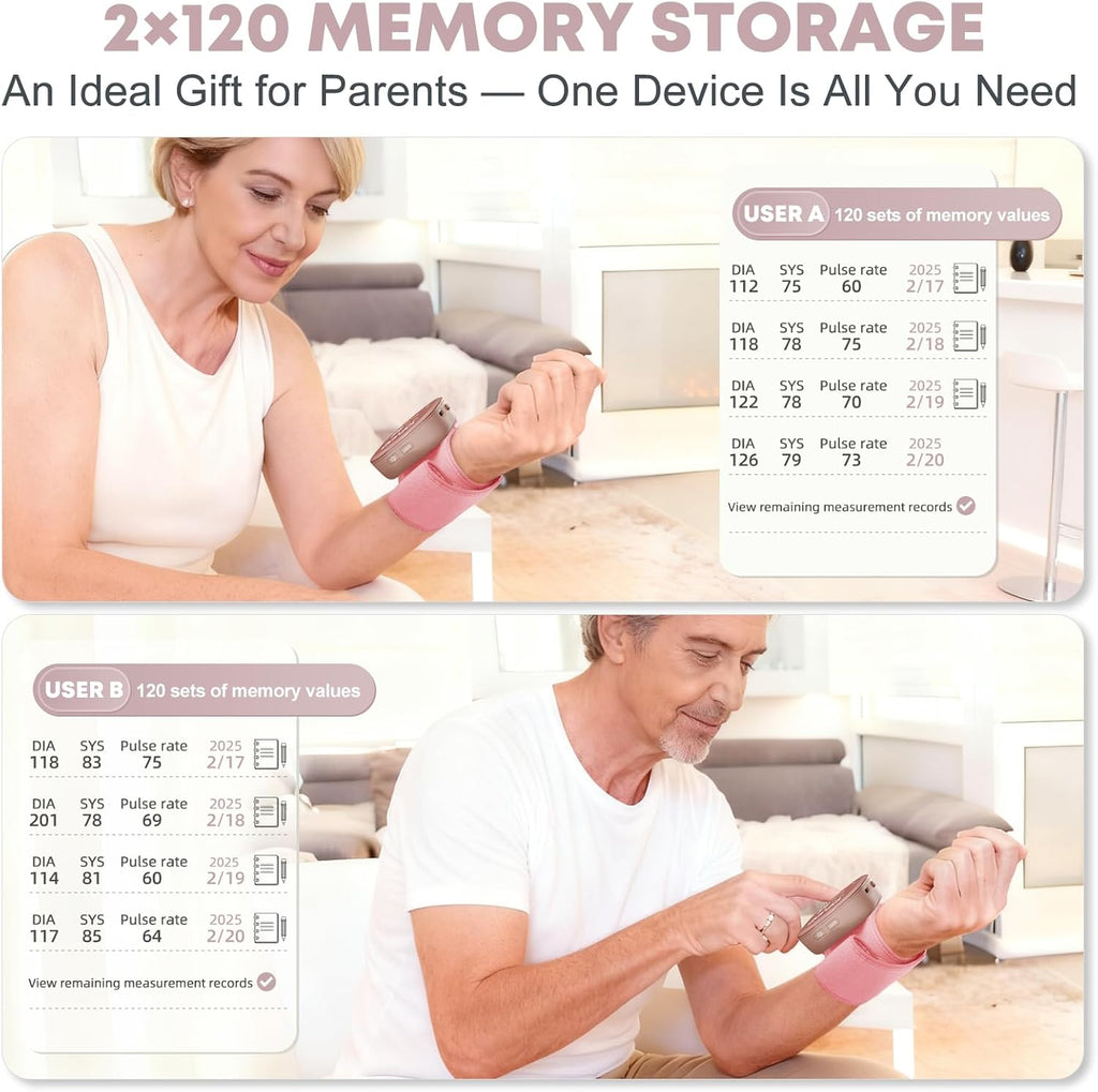 Guaever Wrist Blood Pressure Monitor Rechargeable BP Machine for Home Use

