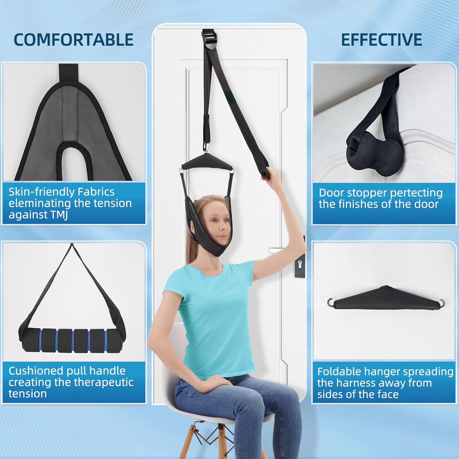 Cervical Neck Traction Device Over-the-Door Portable Neck Stretcher for Neck Pain Relief

