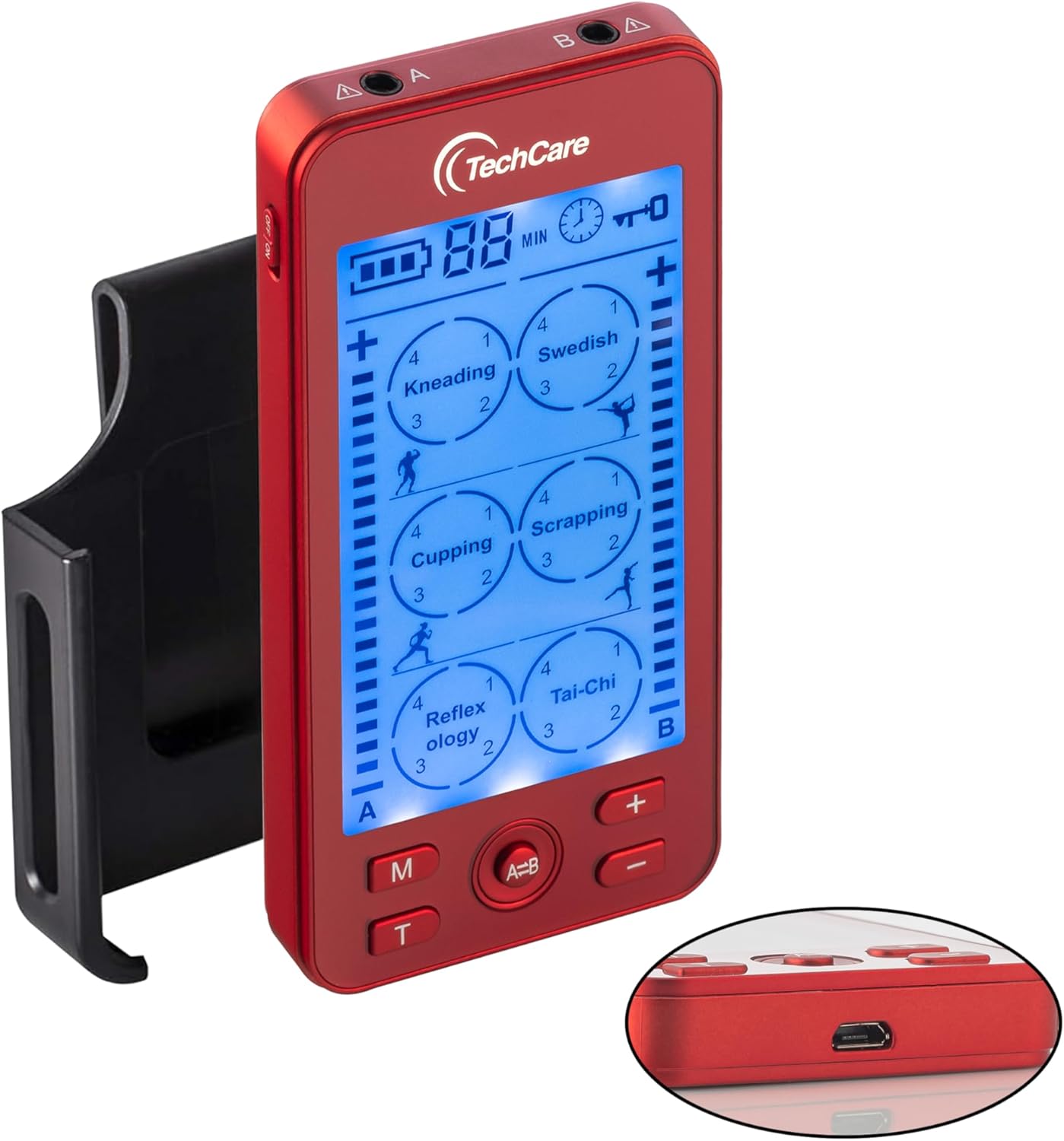 TechCare Tens Unit Plus Rechargeable Pulse Massager, 24 Modes, LCD Timer

