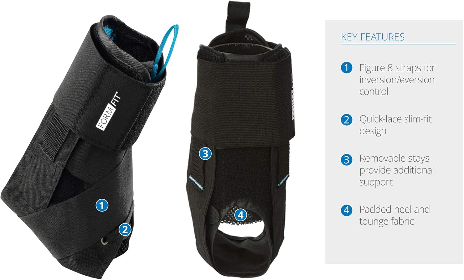 Ossur FormFit Ankle Brace with Speedlace & Figure 8 Straps, Removable Stays

