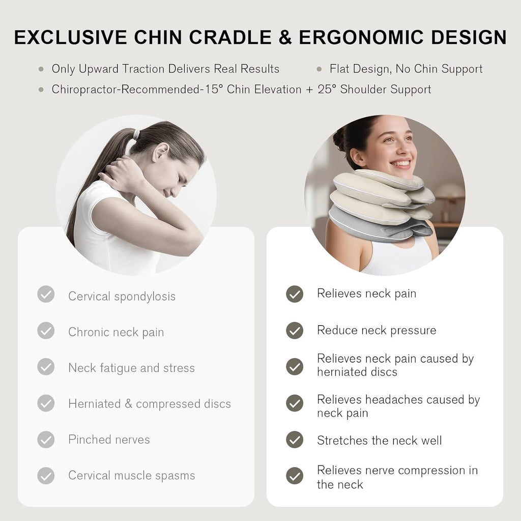 Inflatable Neck Stretcher with Brace for Cervical Traction and Neck Pain Relief

