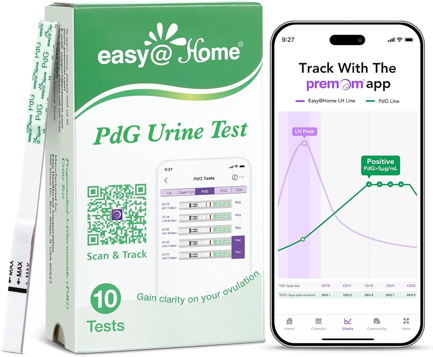 Easy@Home PdG urine test strips for progesterone fertility tracking

