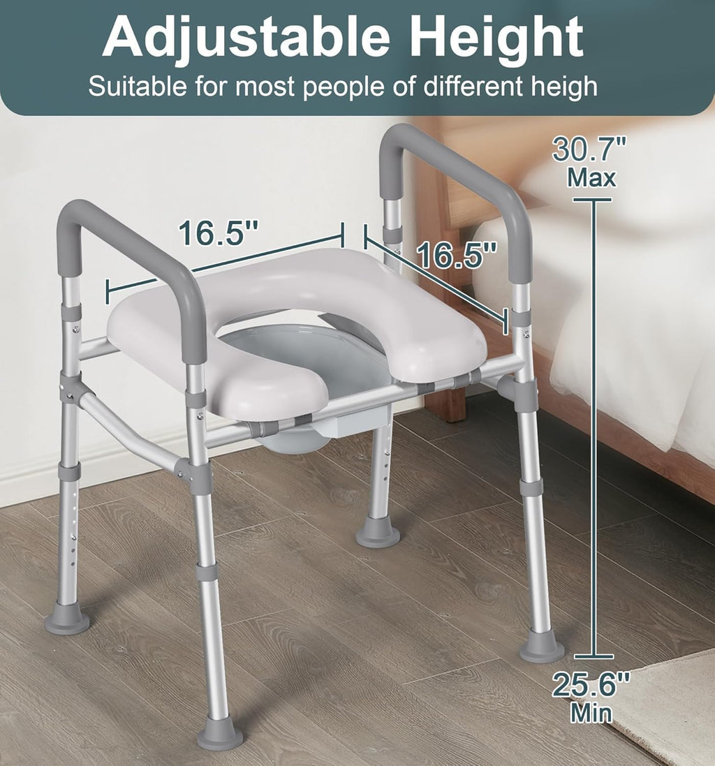 HOMLAND Raised Toilet Seat with Handles, Adjustable Height Toilet Seat Riser

