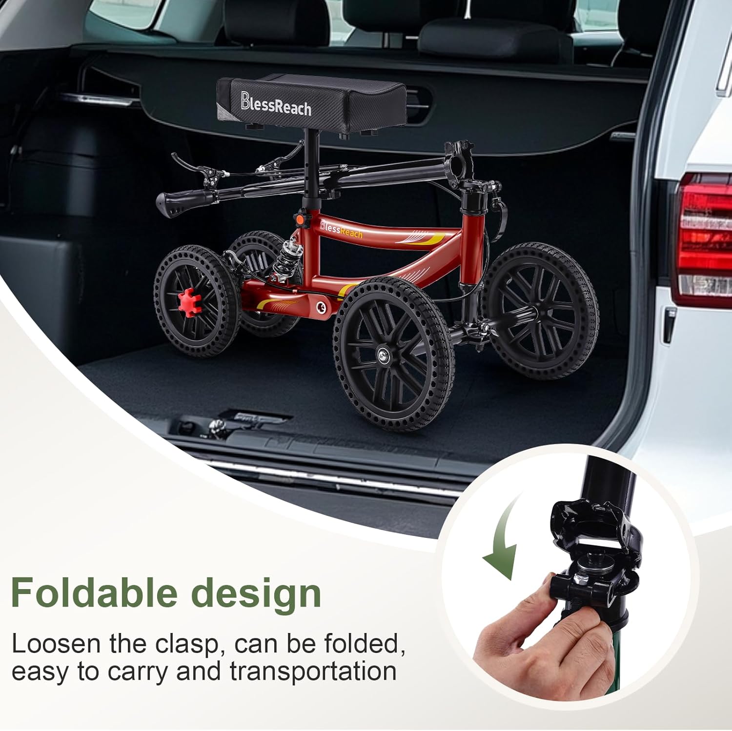 Knee Scooter Knee Walker with Disc Brakes, 350 lb Capacity, All-Terrain Foldable

