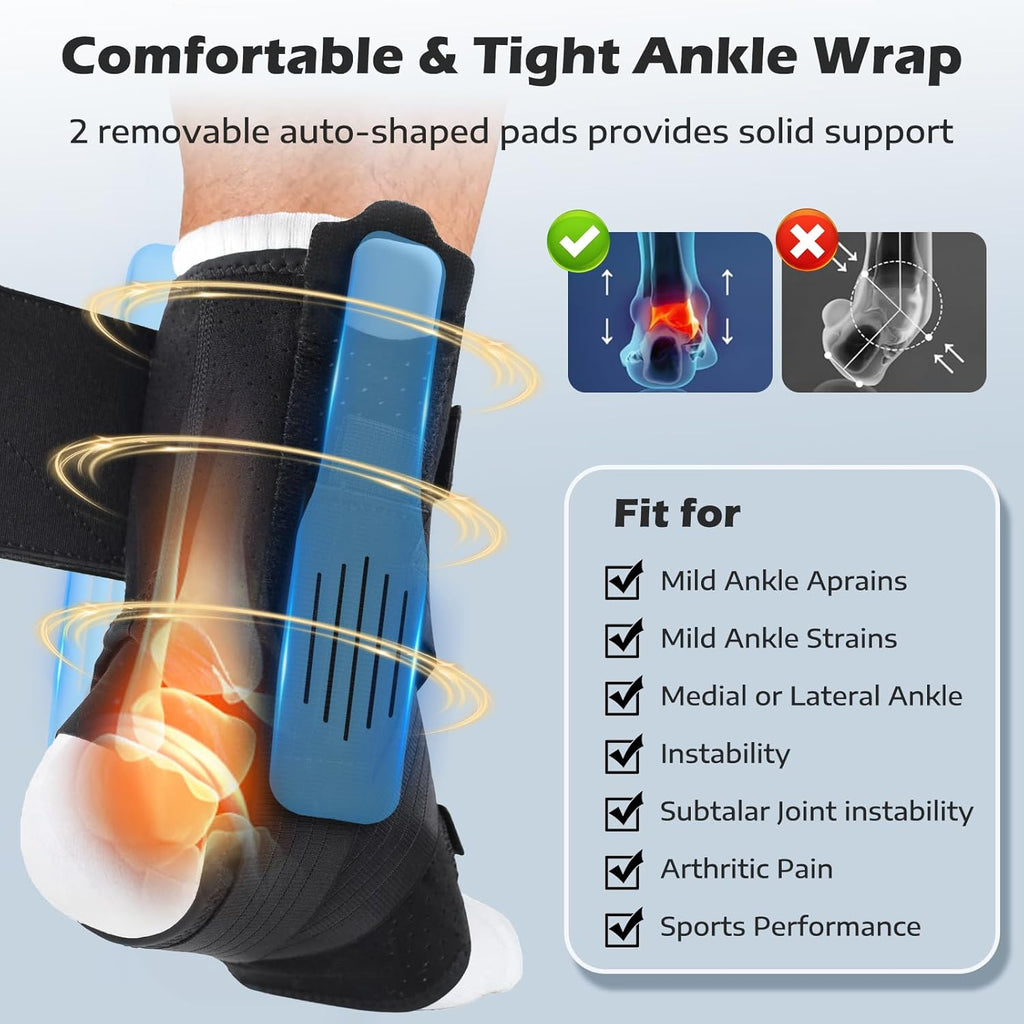 Ankle Brace for Sprained Ankle Support, Adjustable Breathable Stabilizer


