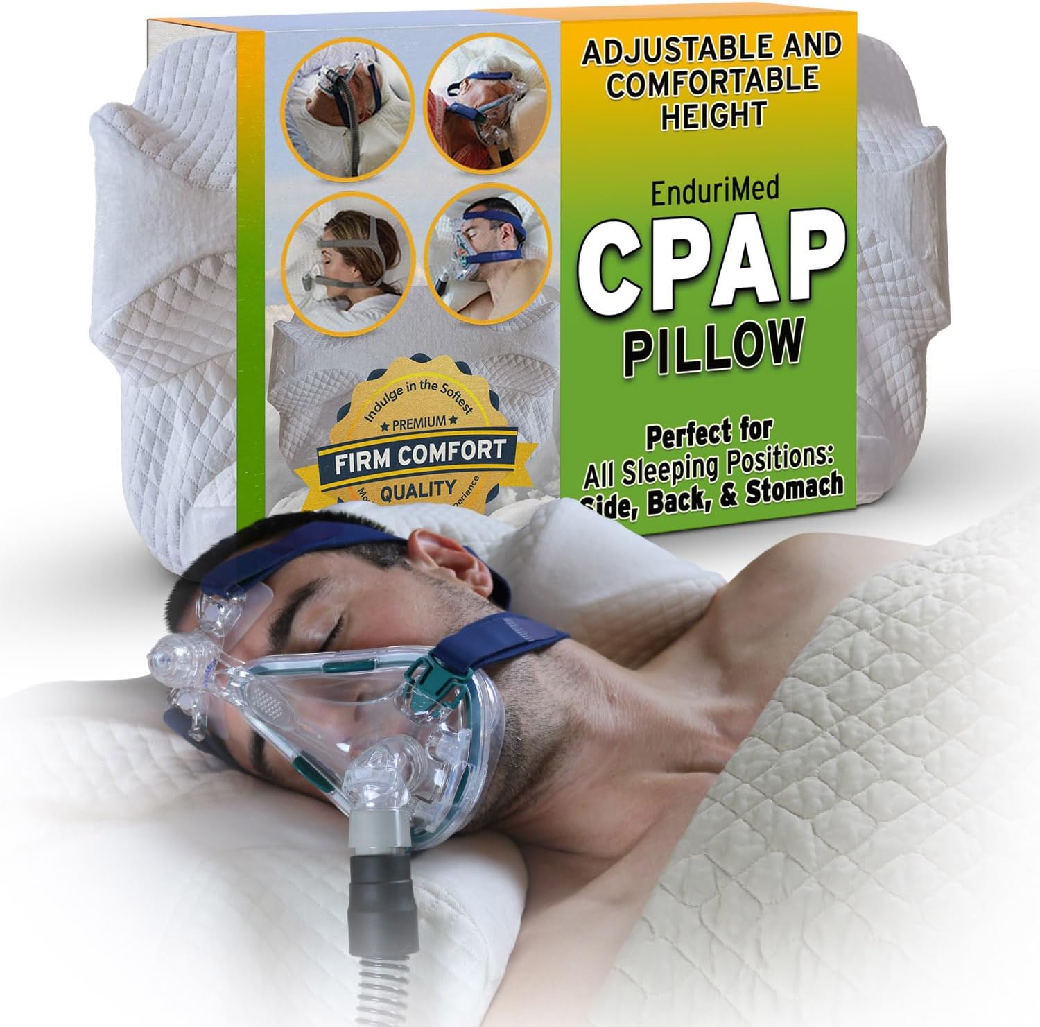 EnduriMed CPAP Pillow for Side Sleepers, Adjustable Memory Foam for CPAP Masks

