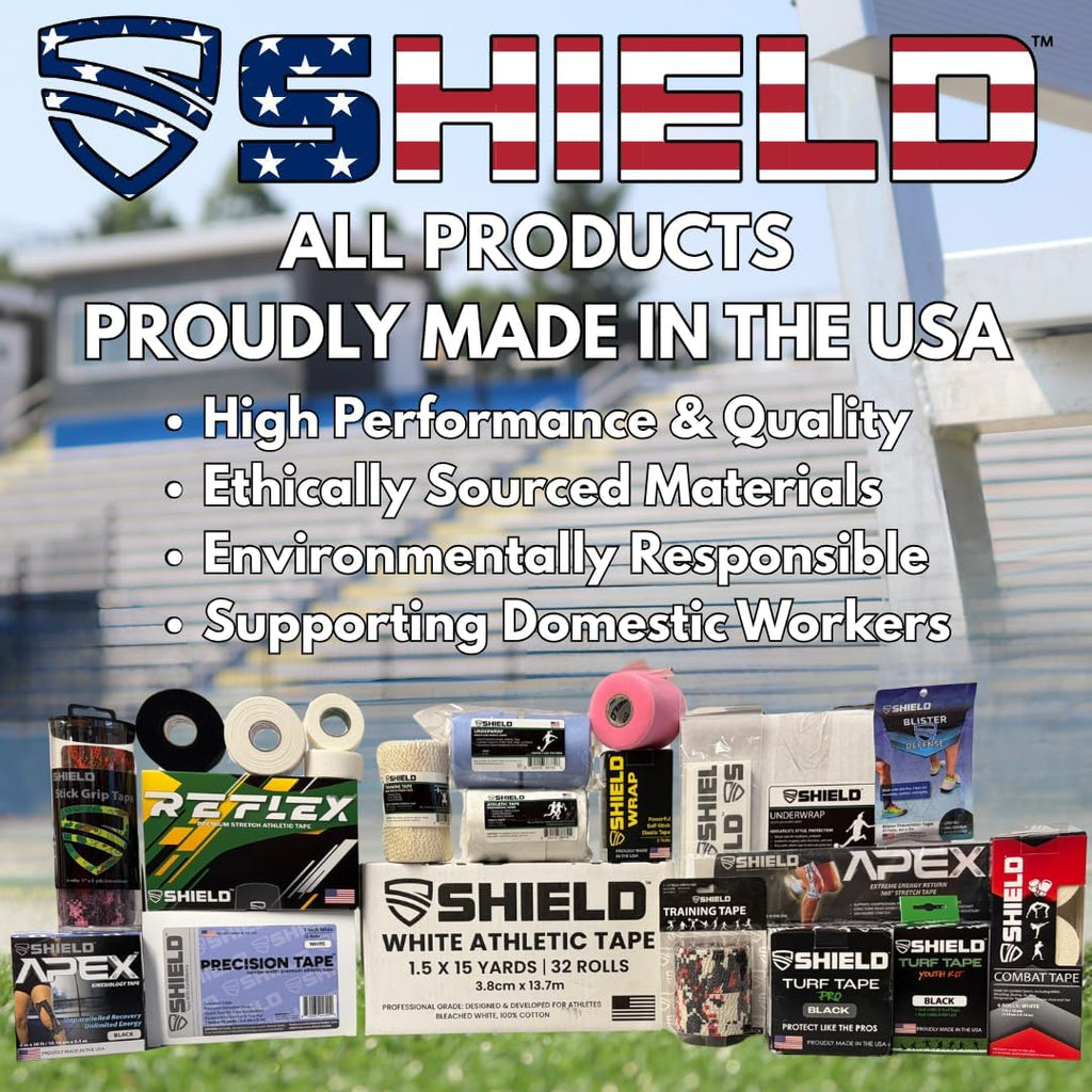 SHIELD Athletic Tape 1.5 in x 15 yd, 32-Roll Bulk Pack, Cotton, Easy Tear

