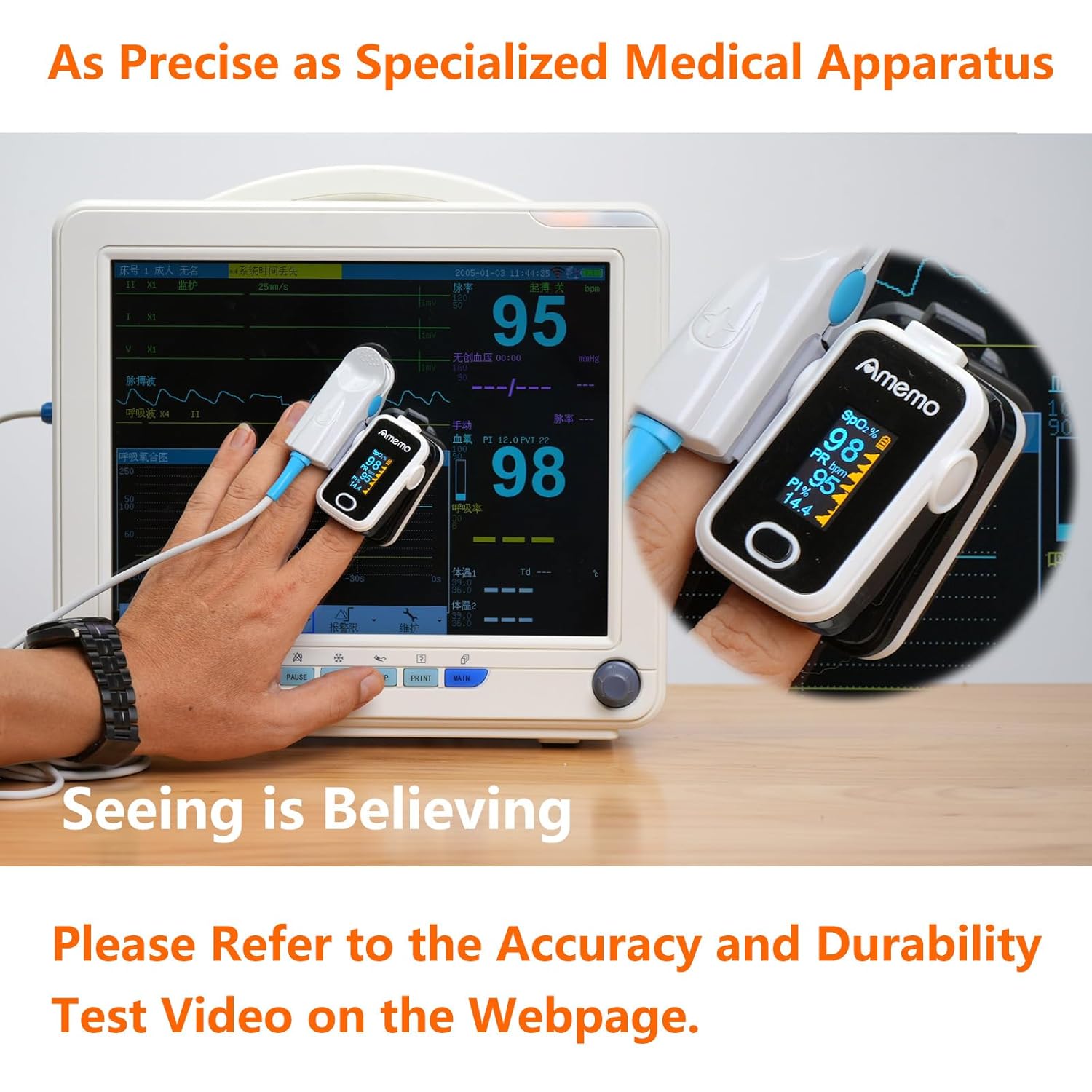Pulse Oximeter with OLED Display, Fingertip Oxygen Saturation Monitor

