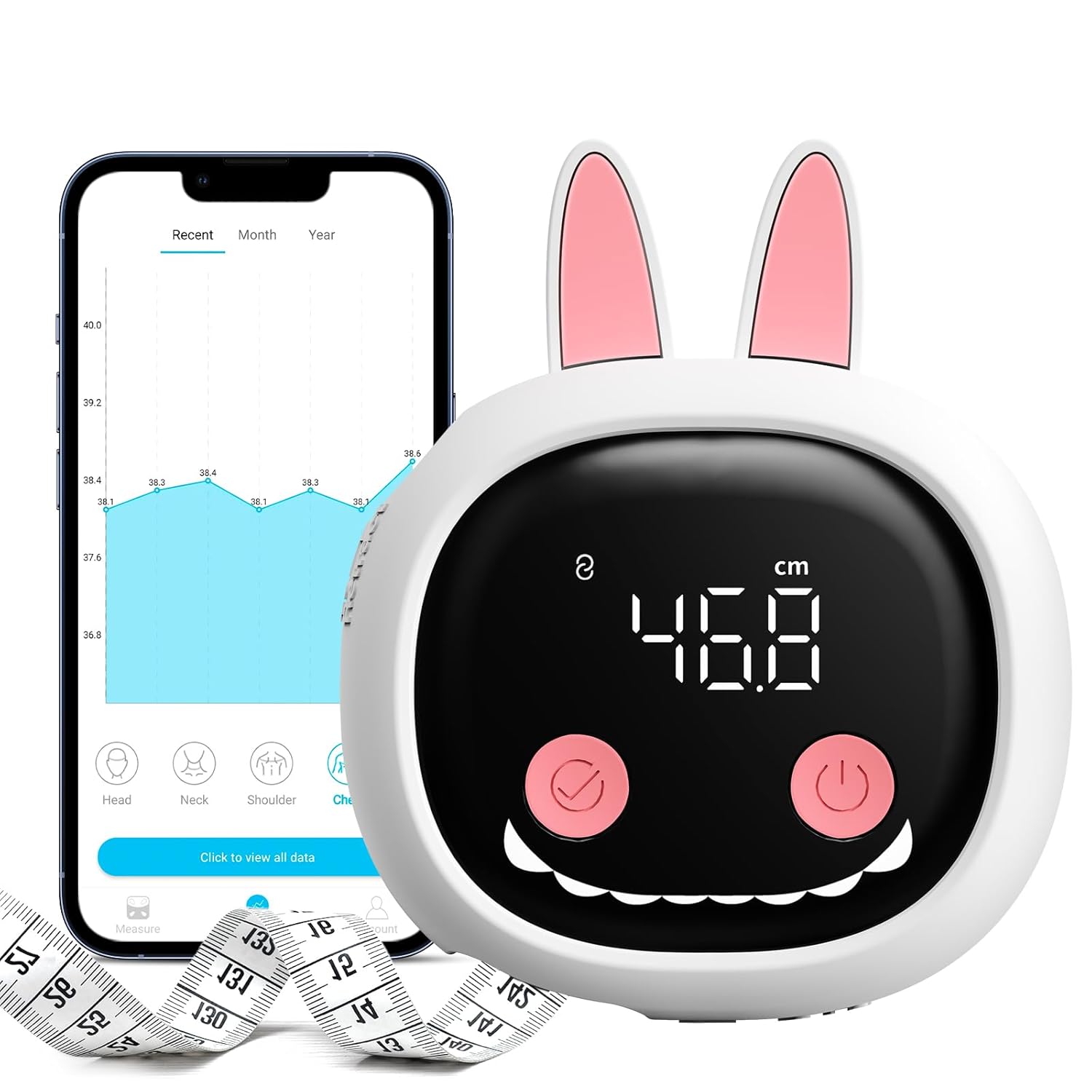 Smart Digital Body Tape Measure with LCD Display and Bluetooth App Sync

