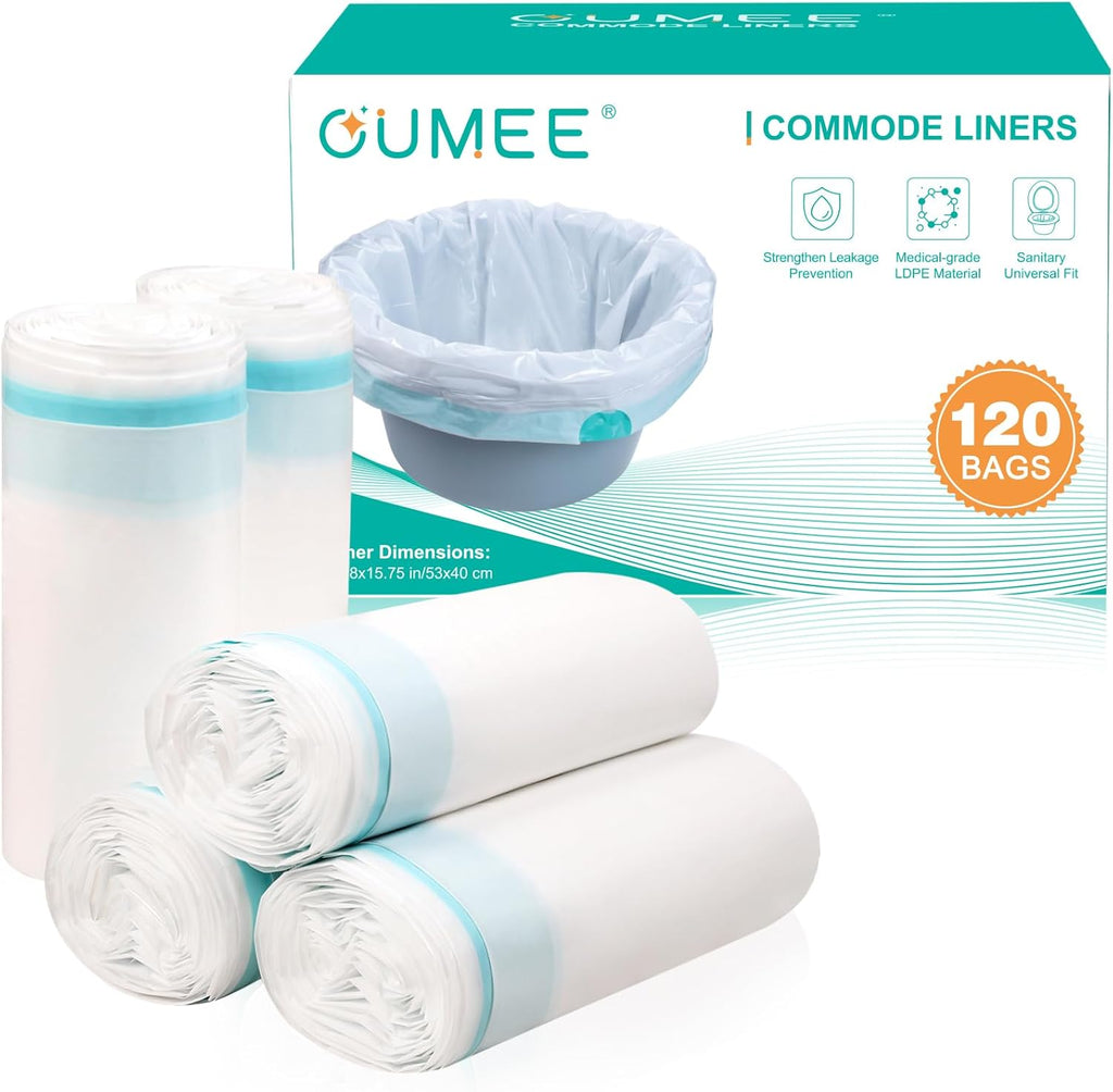 OUMEE Disposable Commode Liners for Bedside Commode and Portable Potty Bags

