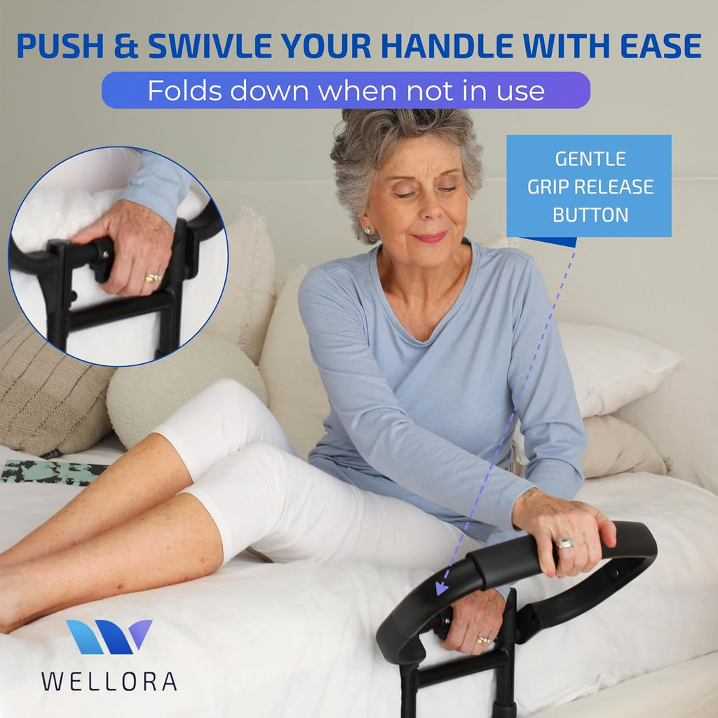 WELLORA Adjustable Foldable Bed Rail for Seniors, Safety Support Up to 330 lb

