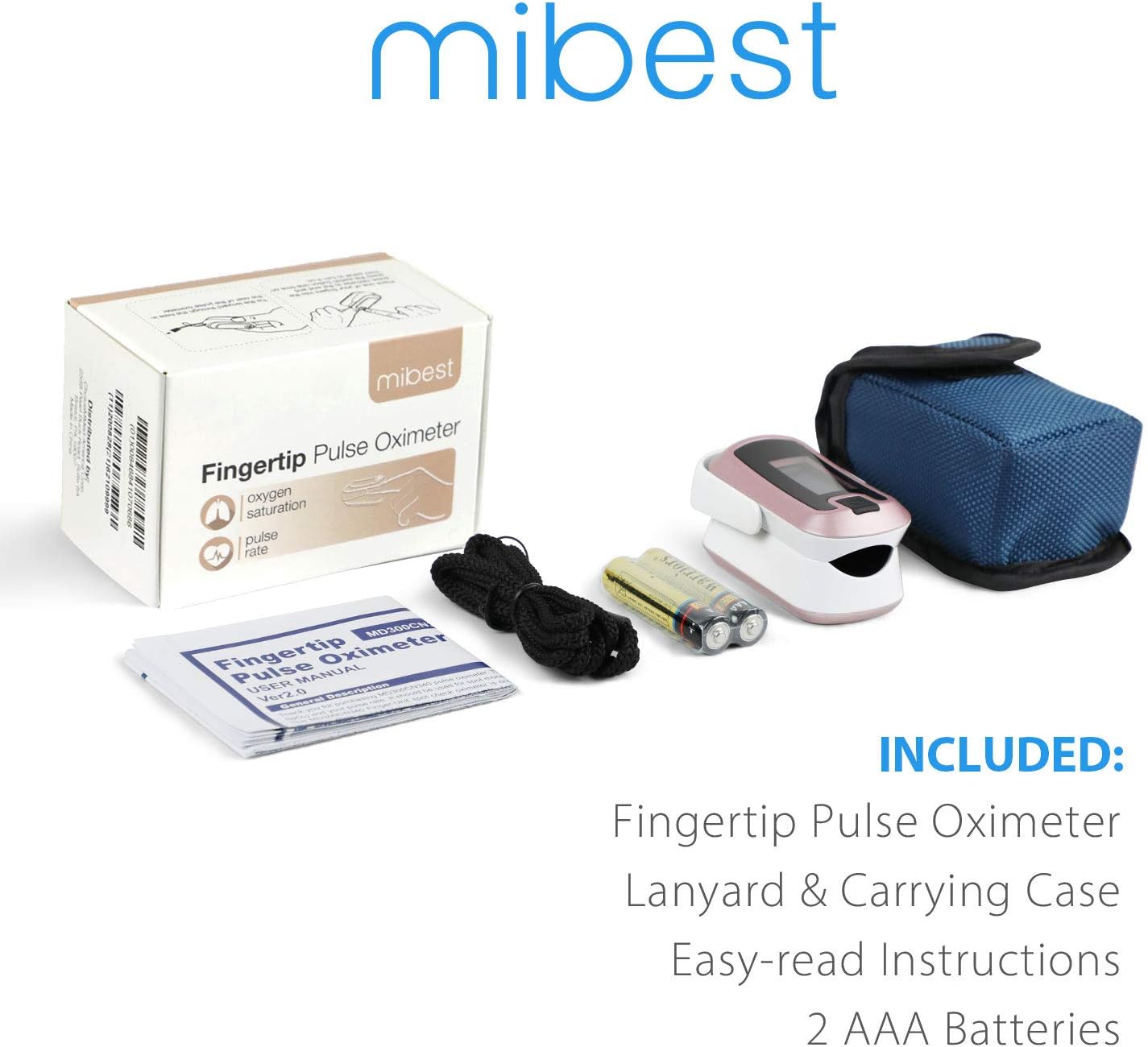Mibest OLED Finger Pulse Oximeter, O2 Saturation Meter with Dual Color Display


