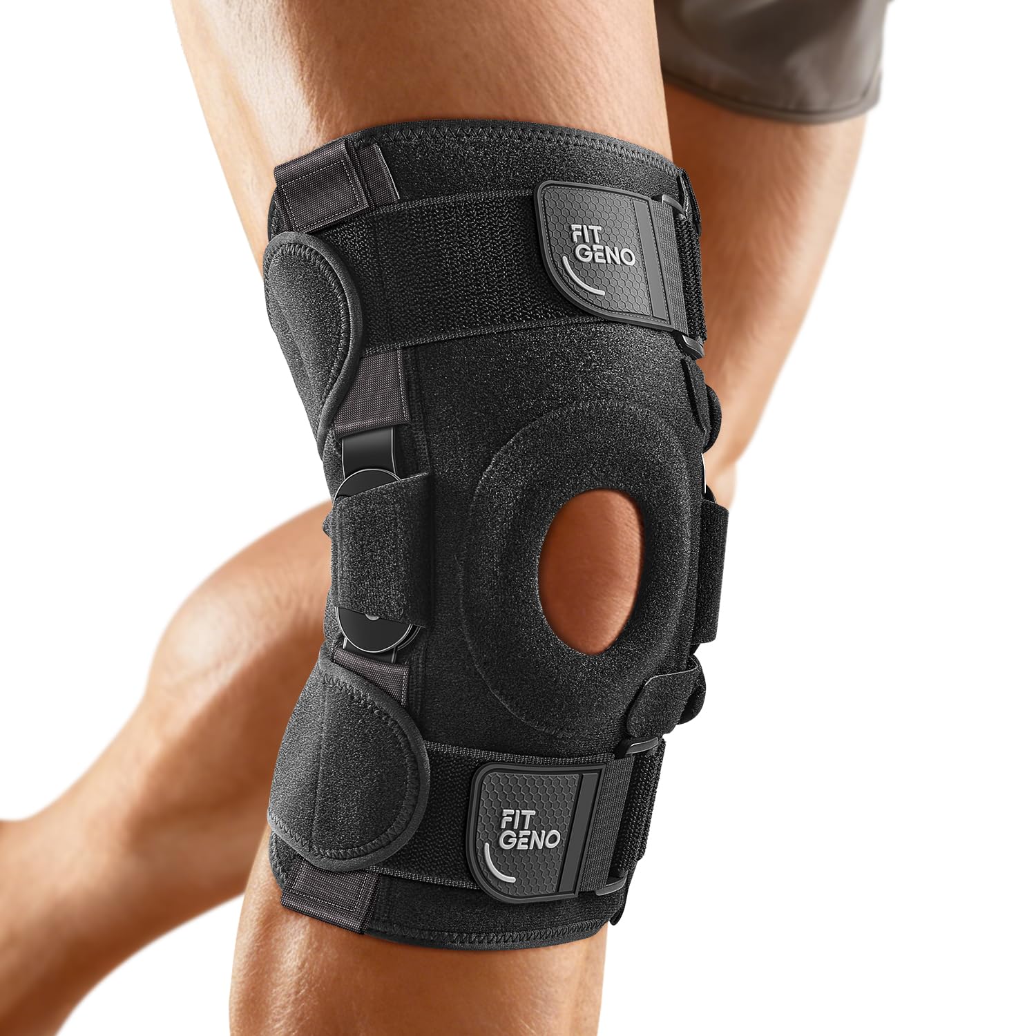 Fit Geno ReActive+ Hinged Knee Brace with Side Stabilizers and Removable Metal Hinges

