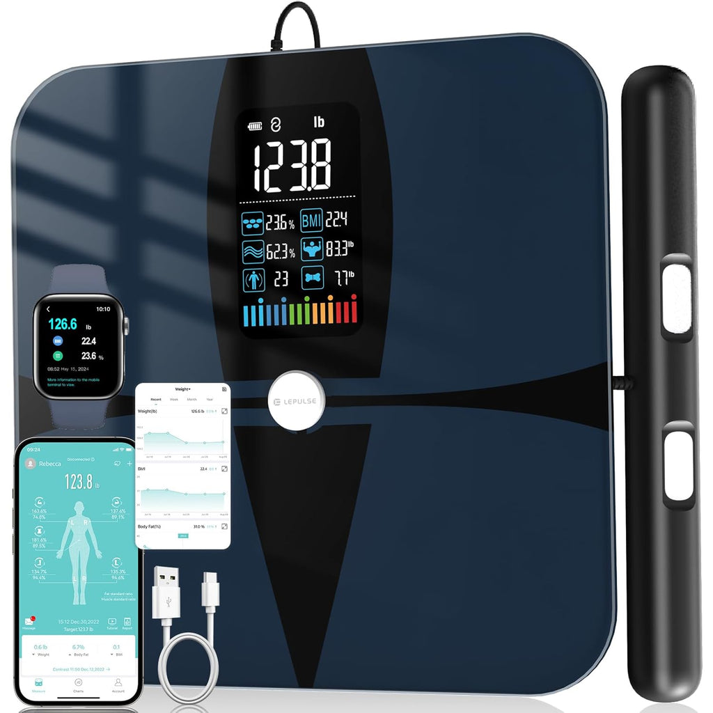 Lepulse Body Composition Scale 8 Electrode Smart Bathroom Scale with BMI and Body Fat

