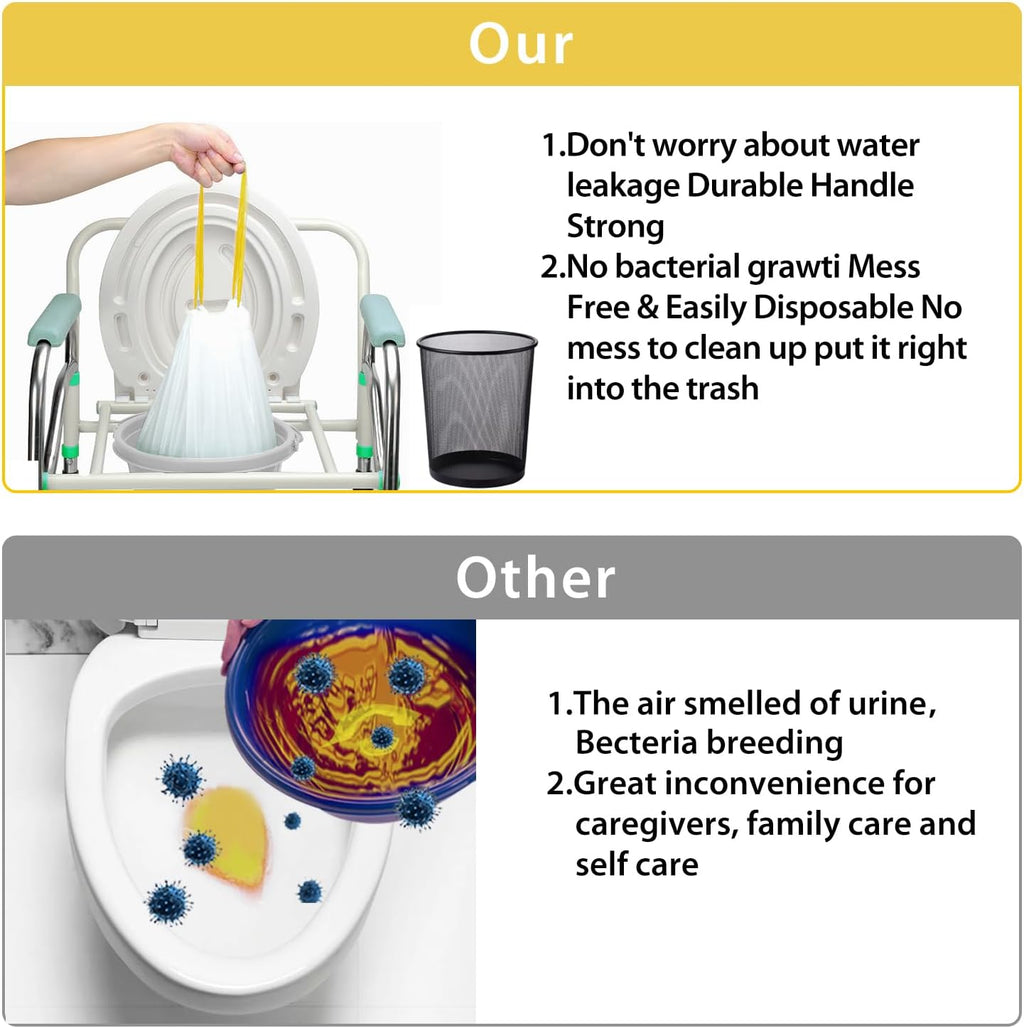 Commode Liners with Absorbent Inserts for Bedside Commode, Toilet & Camping

