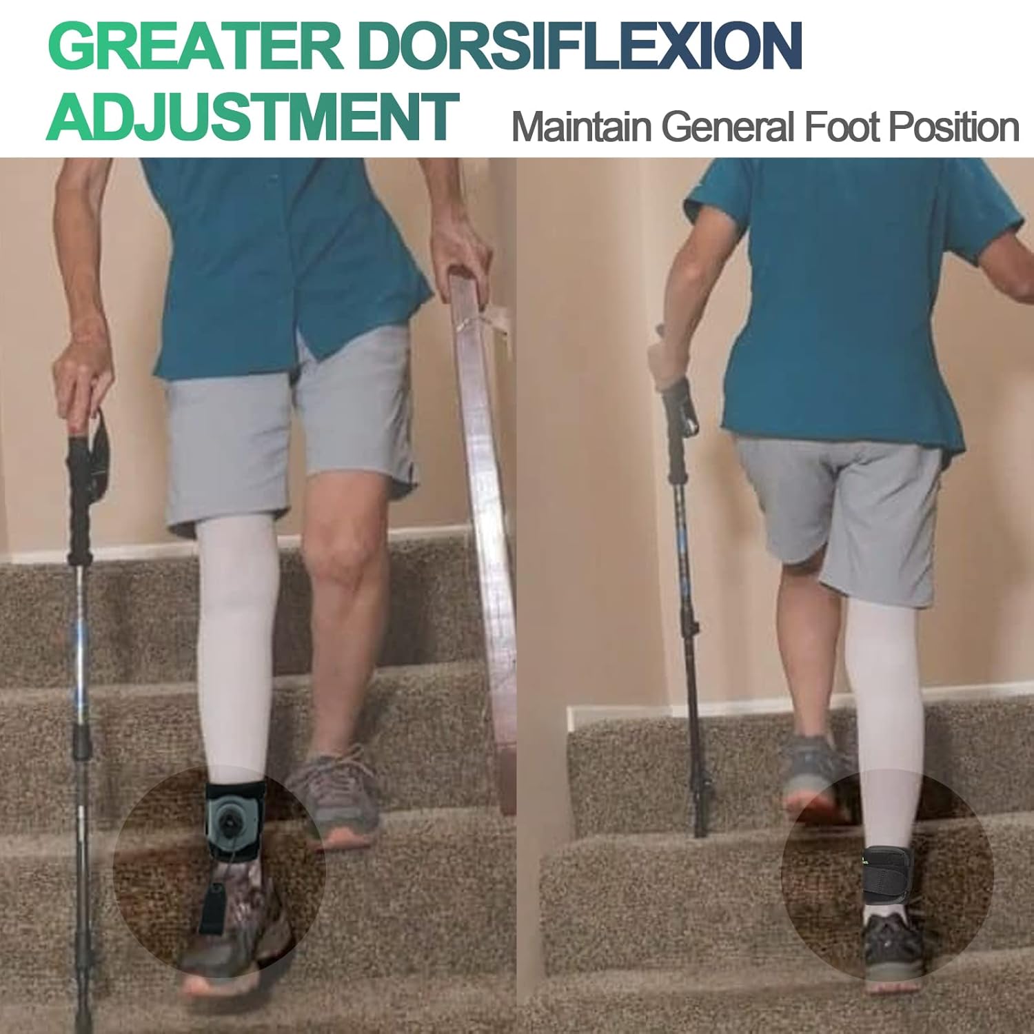 JOMECA AFO Drop Foot Brace with Reel-Adjust Dorsiflexion Support for Walking


