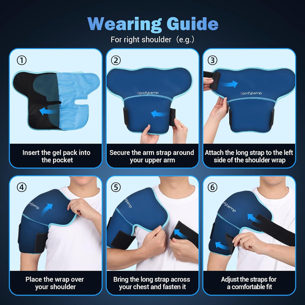 Comfytemp Shoulder Ice Wrap Compression Sleeve for Cold and Heat Therapy Relief

