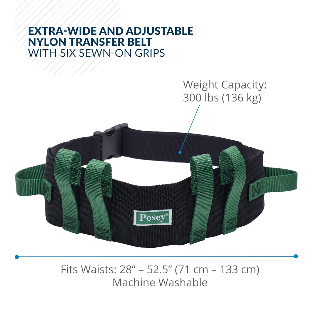 Posey 6537Q Transfer Belt with Handles, Soft Nylon Gait and Walking Belt

