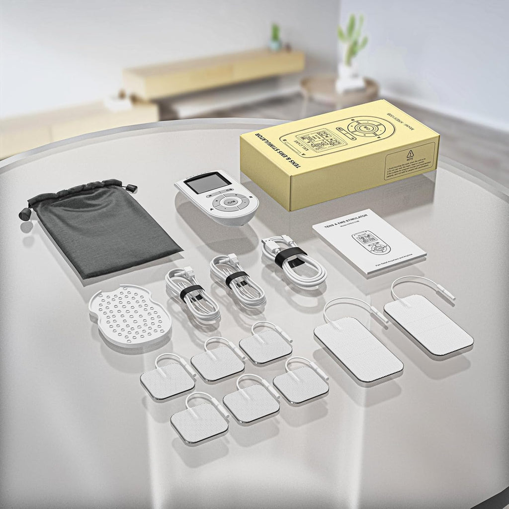 KRL.CARE Dual Channel TENS EMS Unit Muscle Stimulator with 8 Pads and 24 Modes


